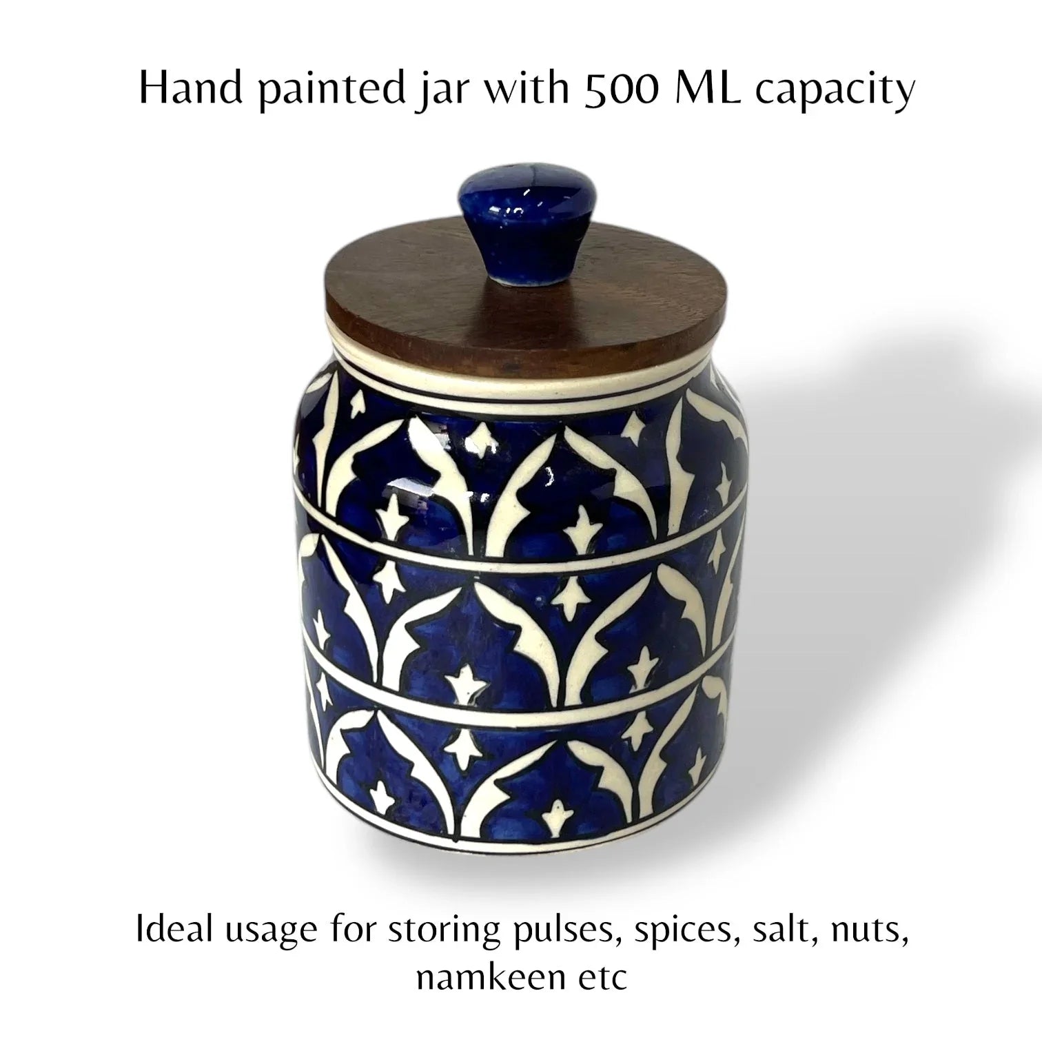 Ink Mughal Garden Jar (Set of 1) - Clayful Homes