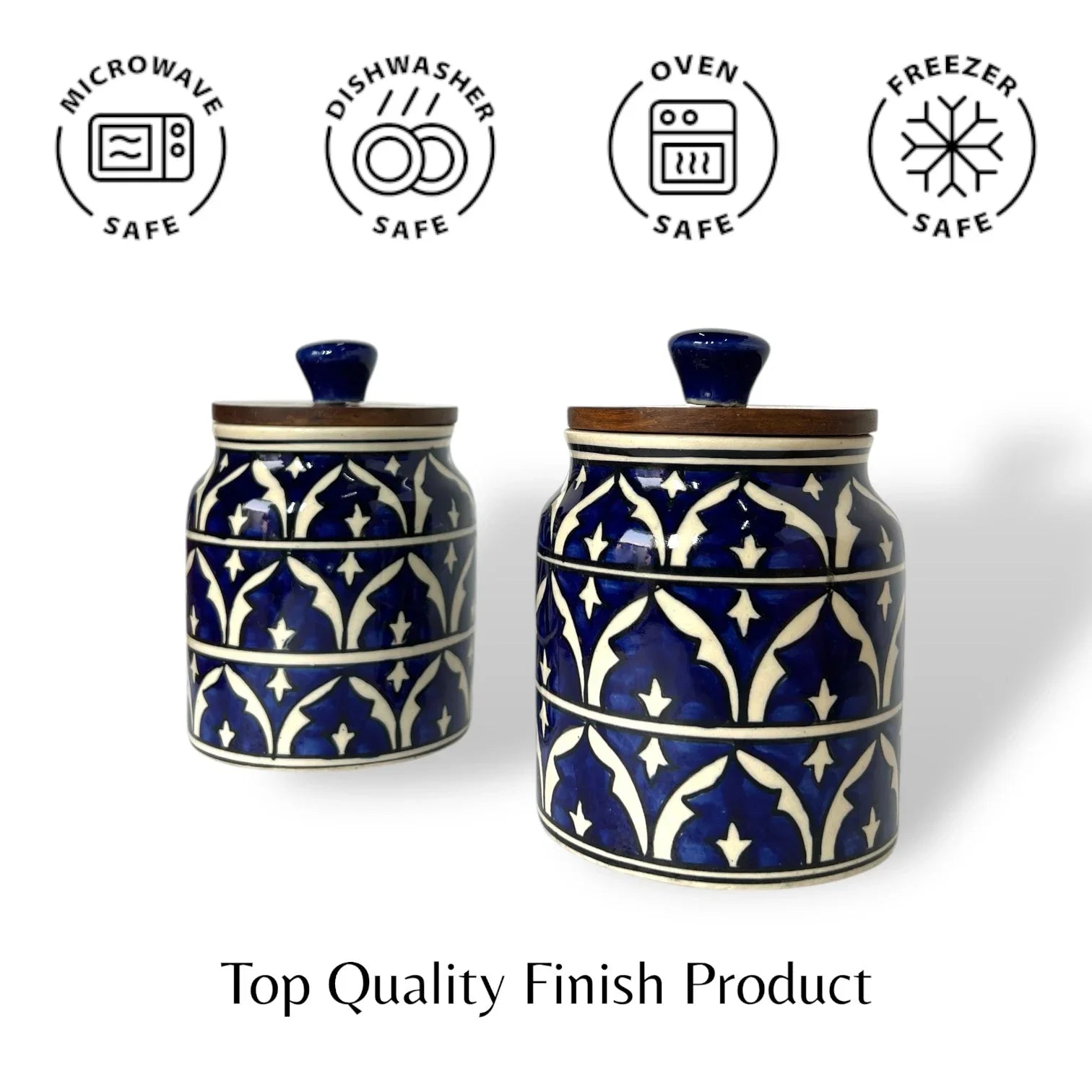 Ink Mughal Garden Jar (Set of 1) - Clayful Homes