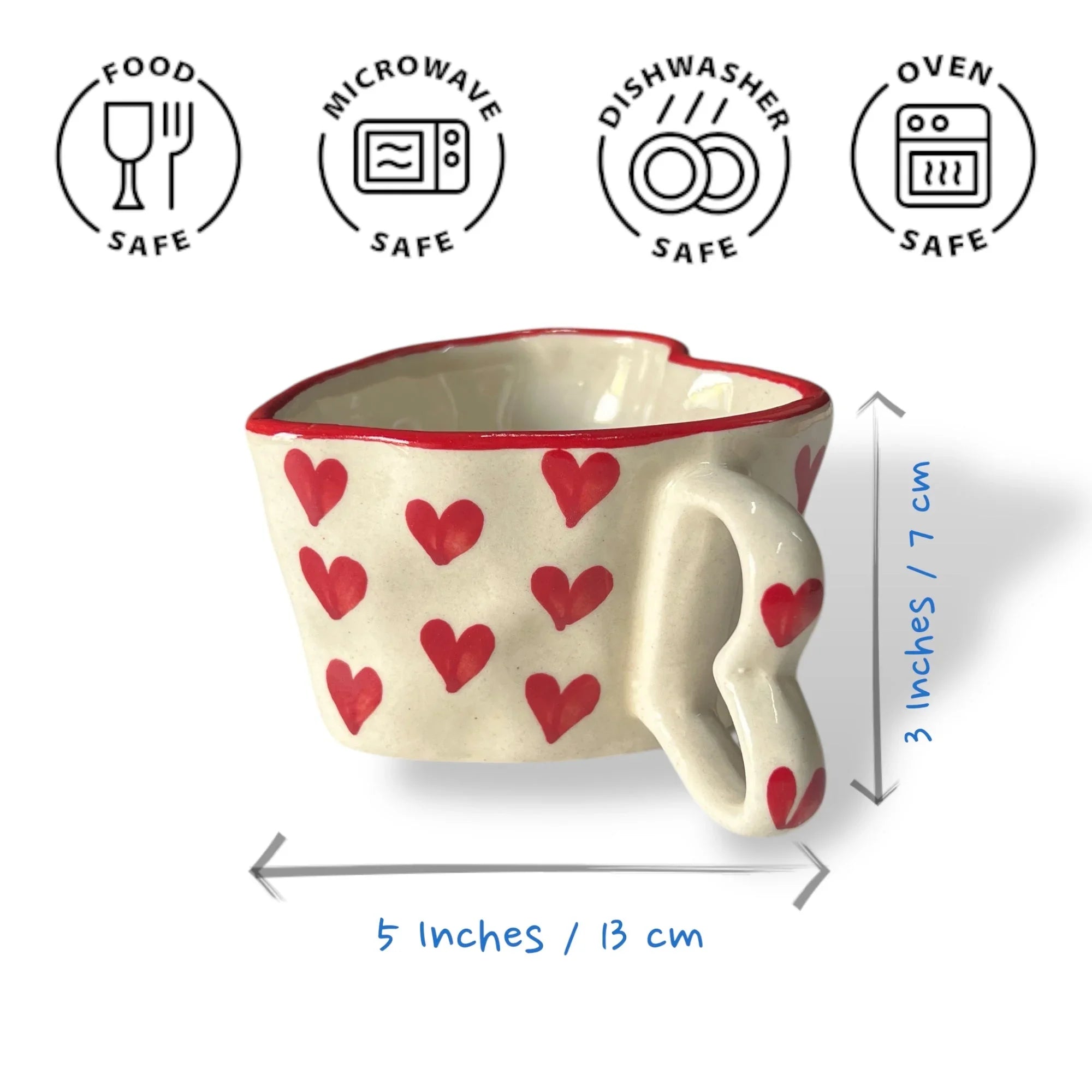 Red Hearts Coffee Mugs - Clayful Homes