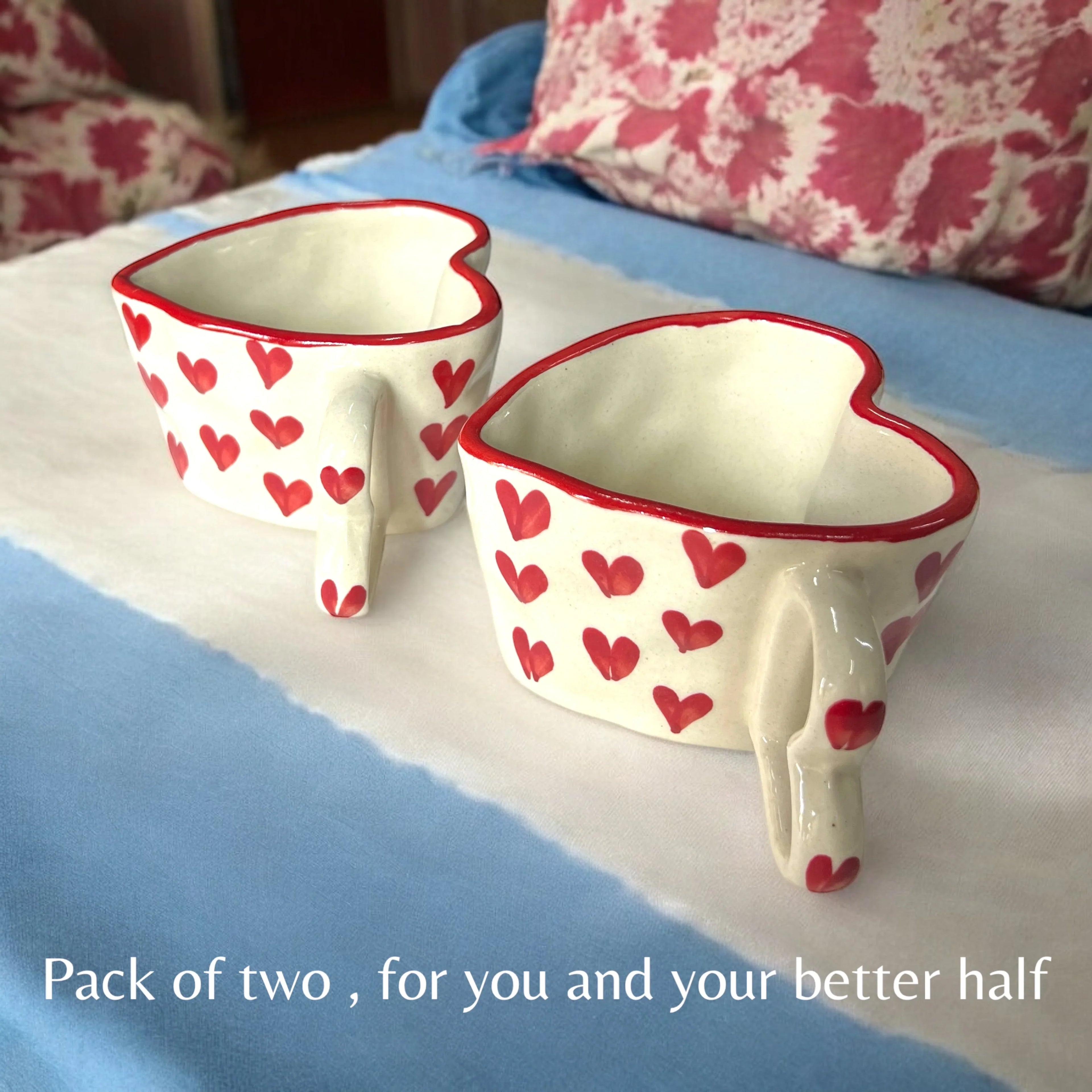 Red Hearts Coffee Mugs - Clayful Homes