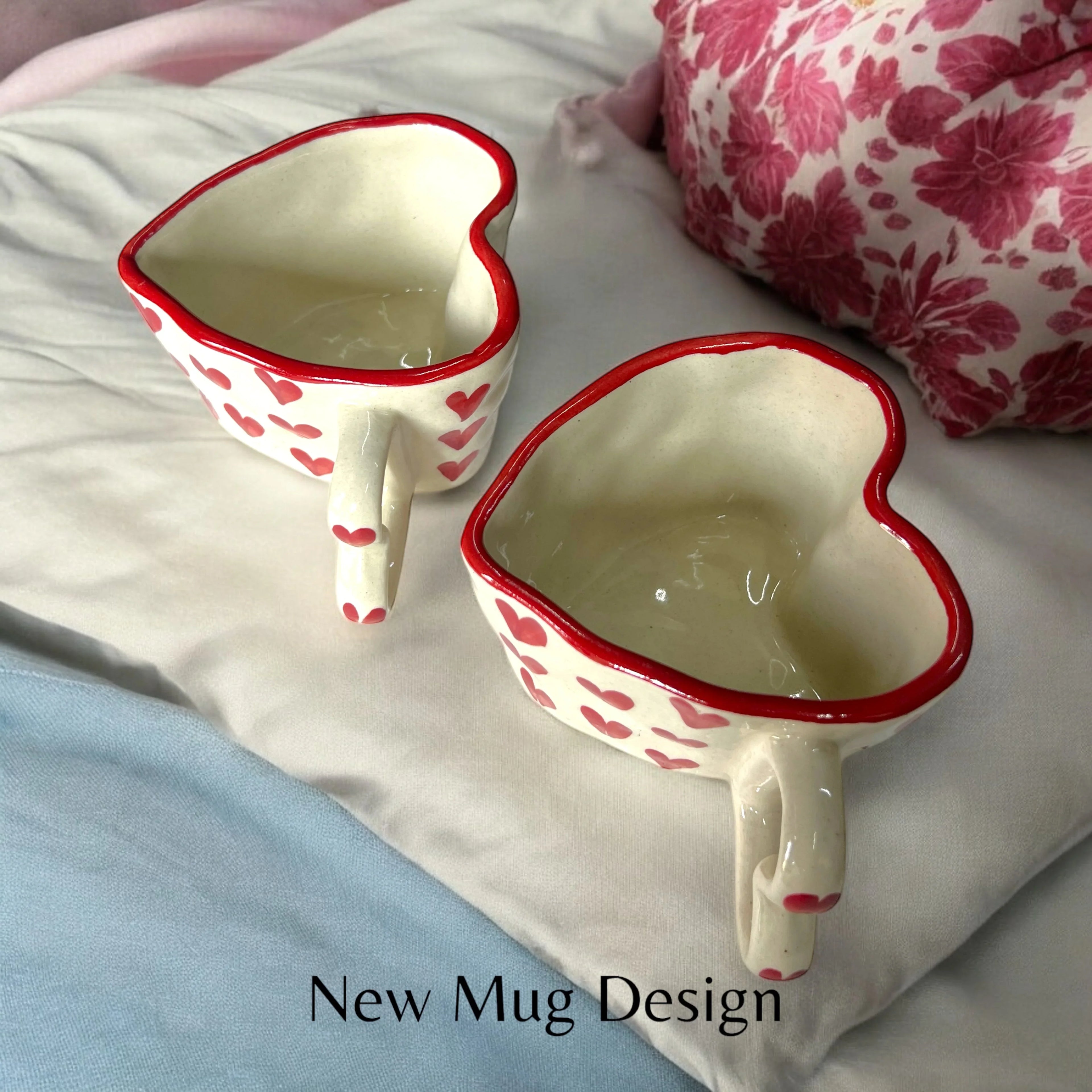 Red Hearts Coffee Mugs - Clayful Homes