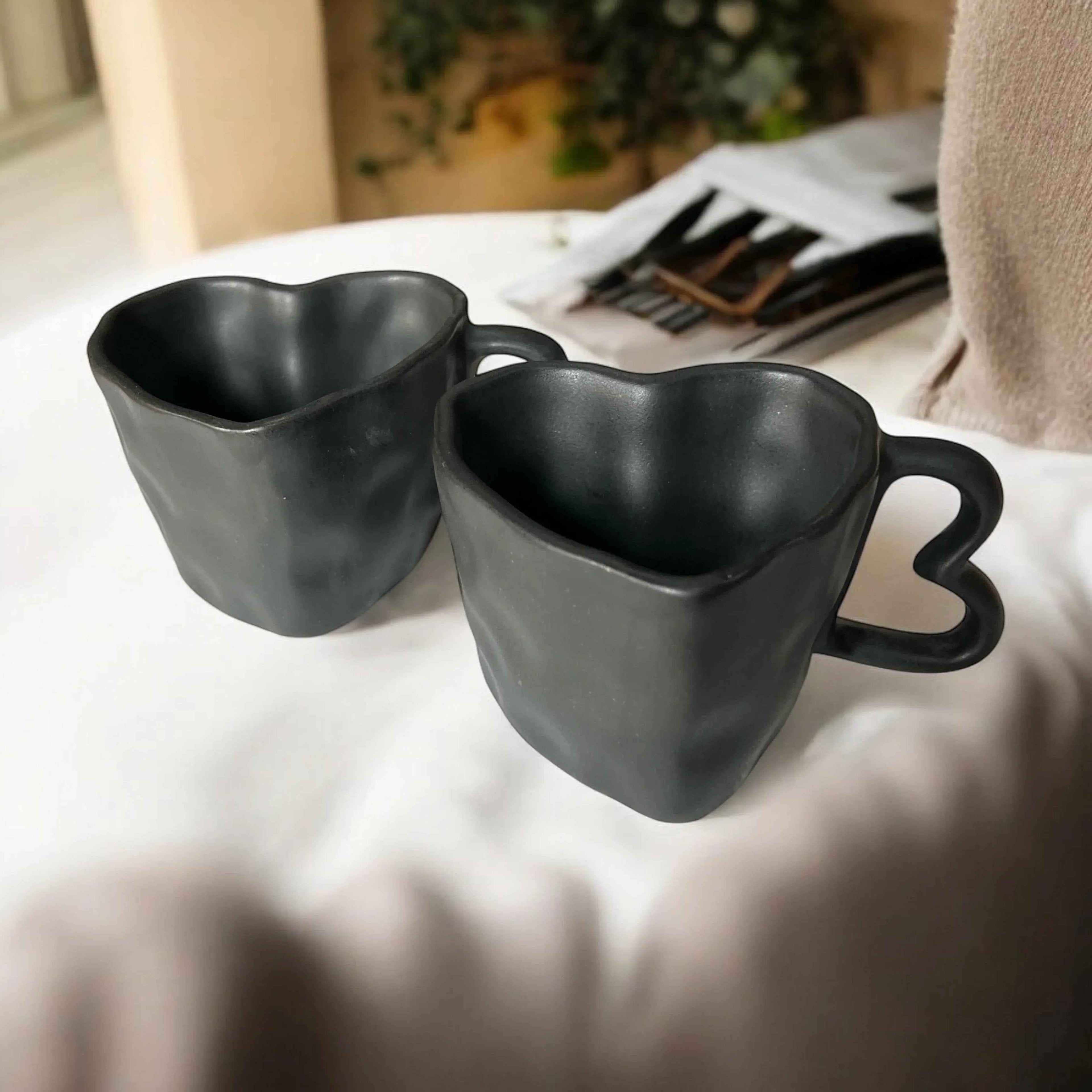 Black Hearts Coffee Mugs - Clayful Homes