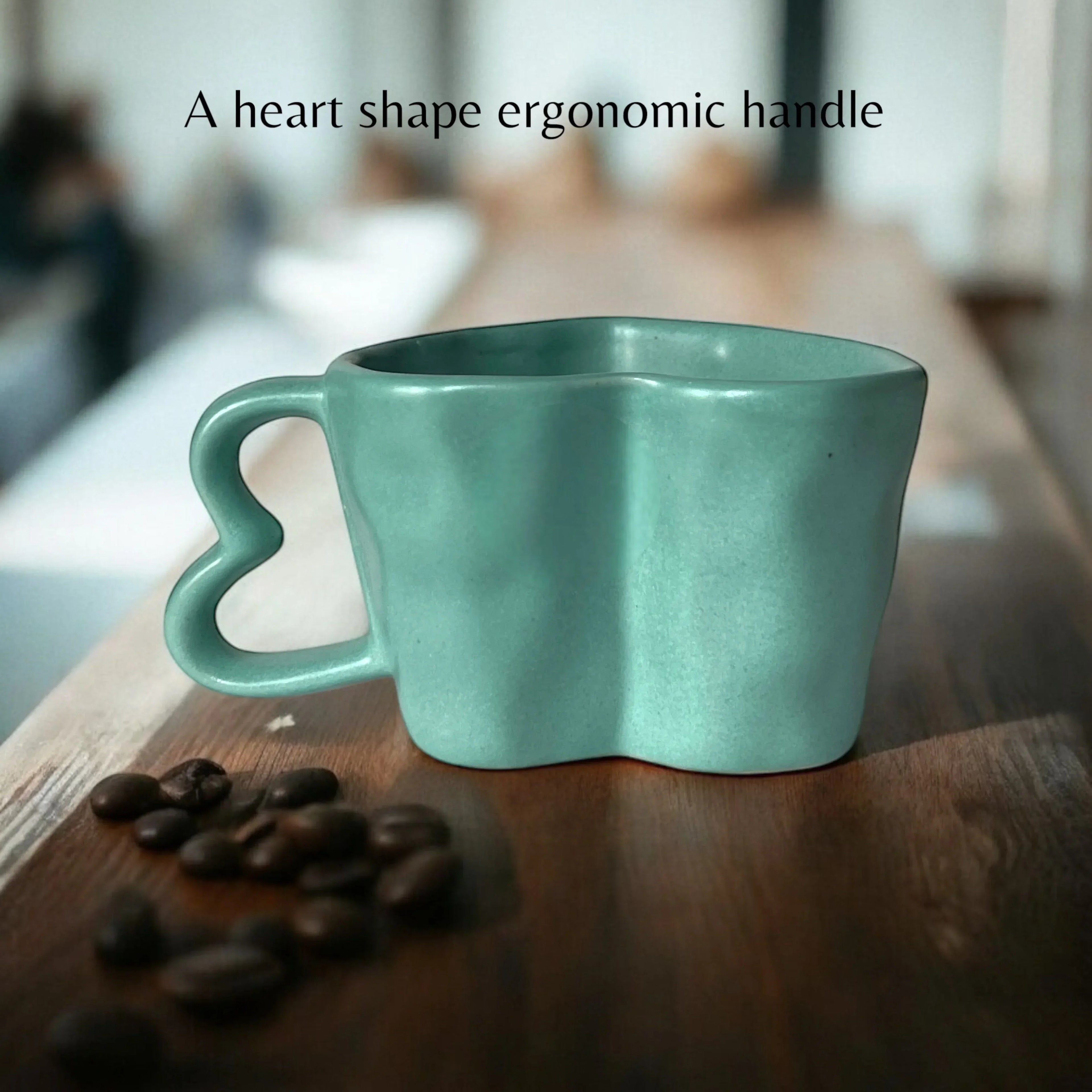 Aqua Green Hearts Coffee Mugs - Clayful Homes