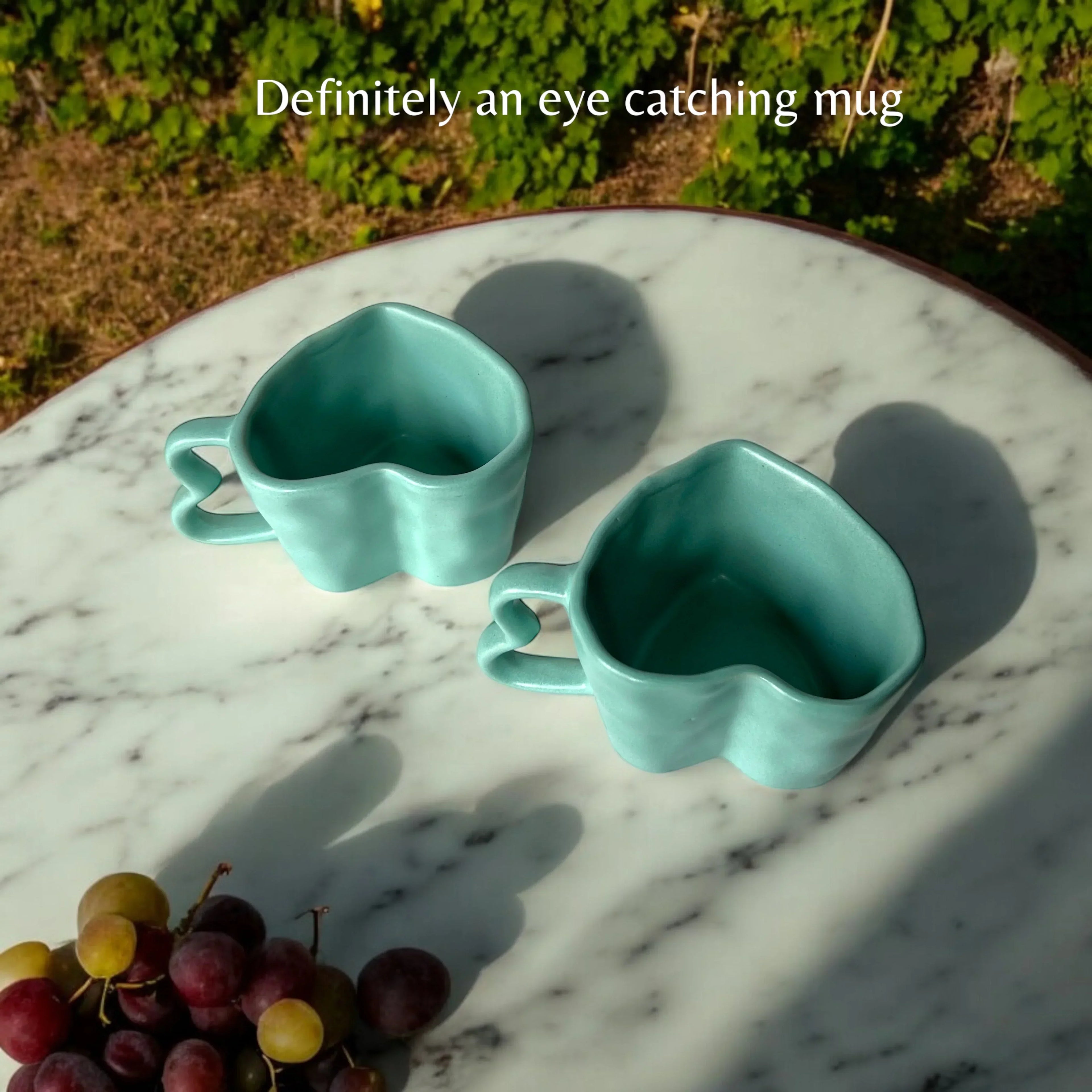 Aqua Green Hearts Coffee Mugs - Clayful Homes