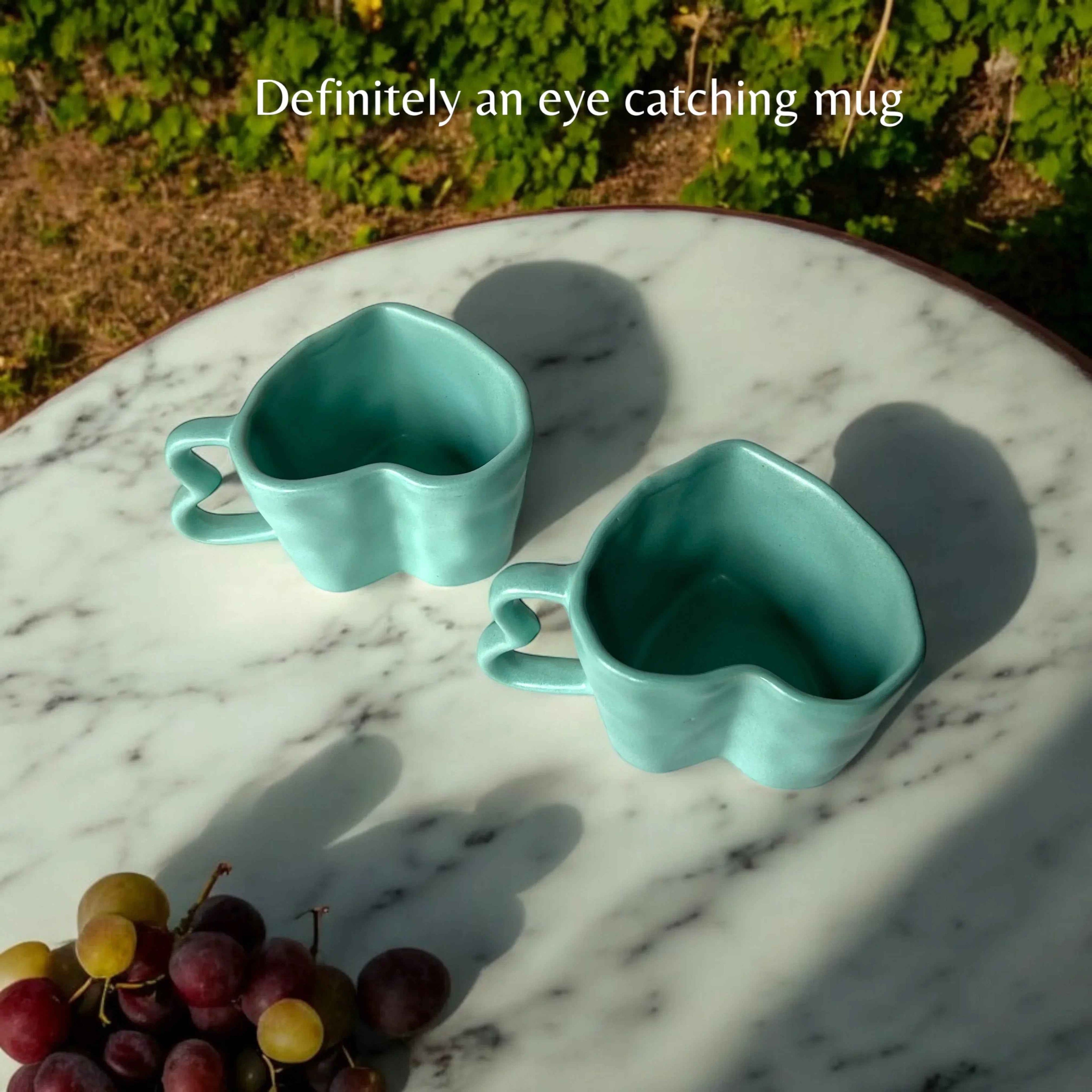 Aqua Green Hearts Coffee Mugs