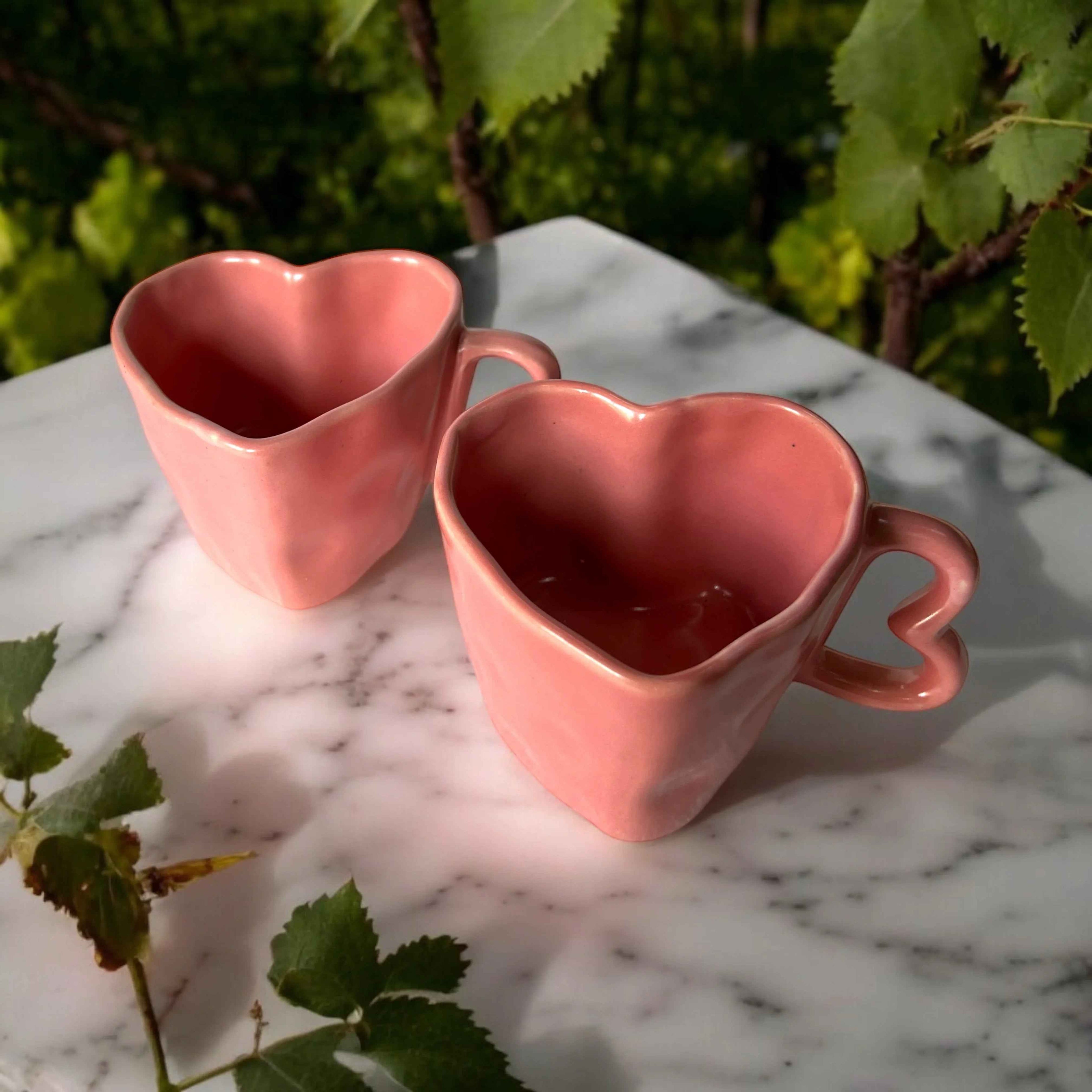 Blush Pink Hearts Coffee Mugs - Clayful Homes