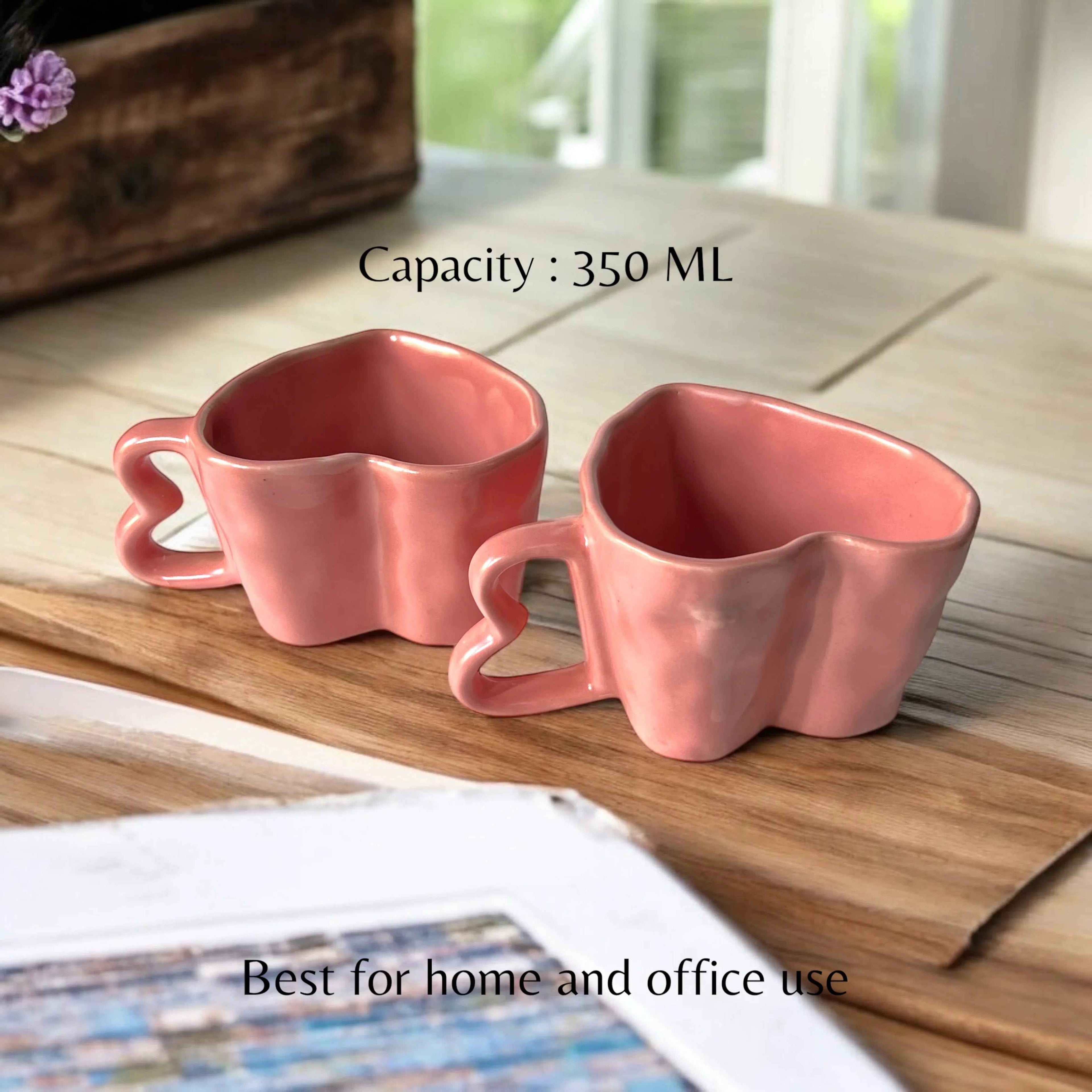 Blush Pink Hearts Coffee Mugs - Clayful Homes