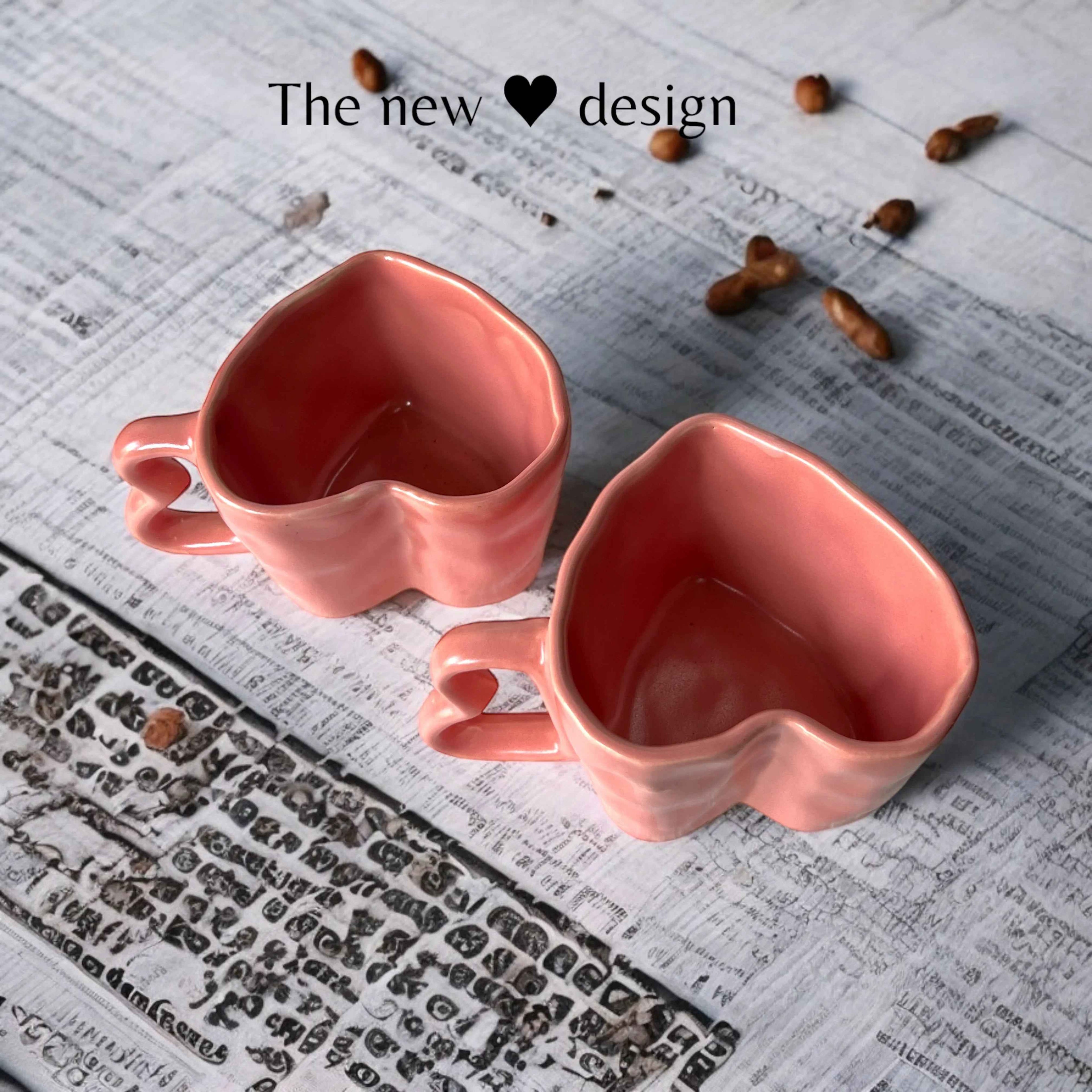 Blush Pink Hearts Coffee Mugs - Clayful Homes