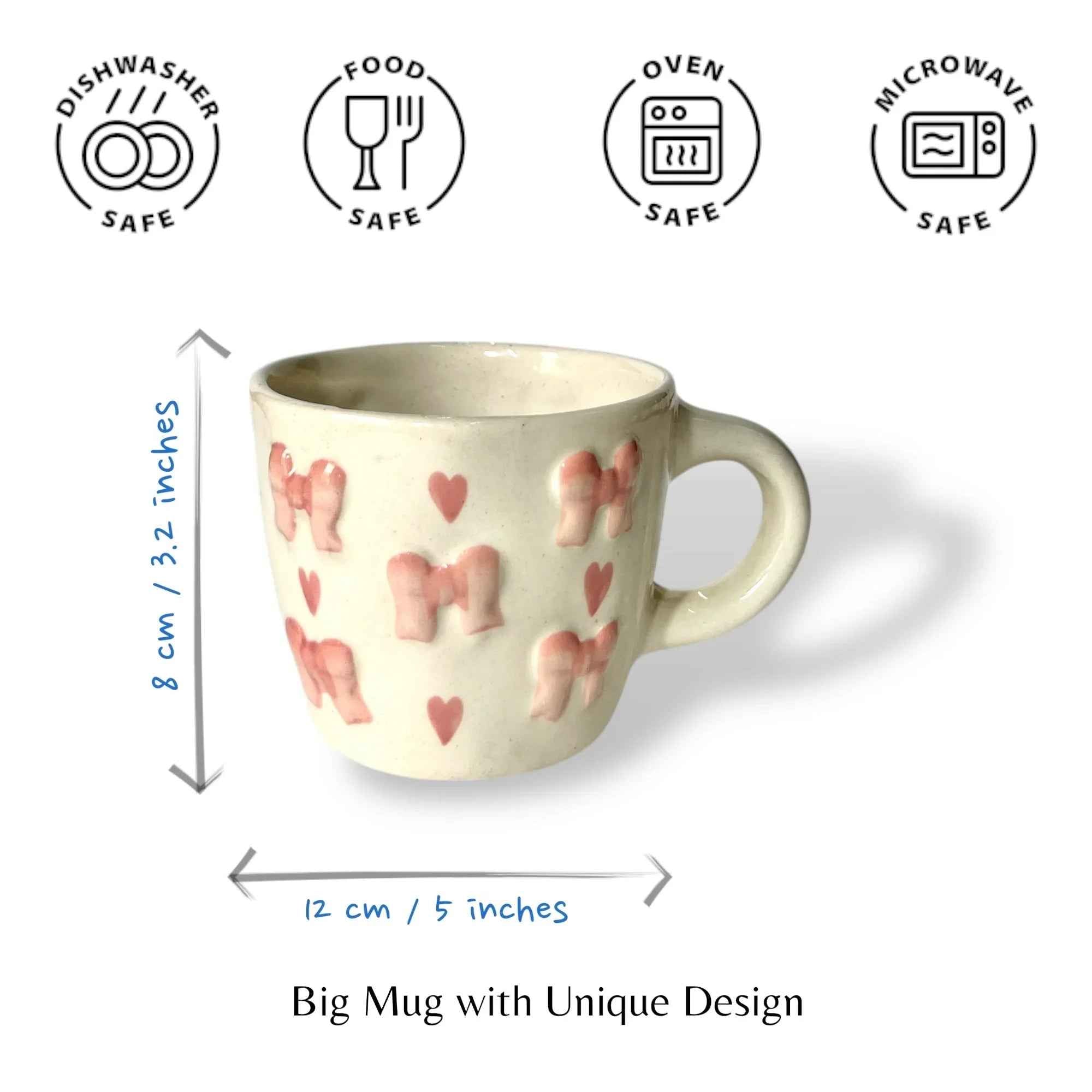 Two Bow and Hearts Mug
