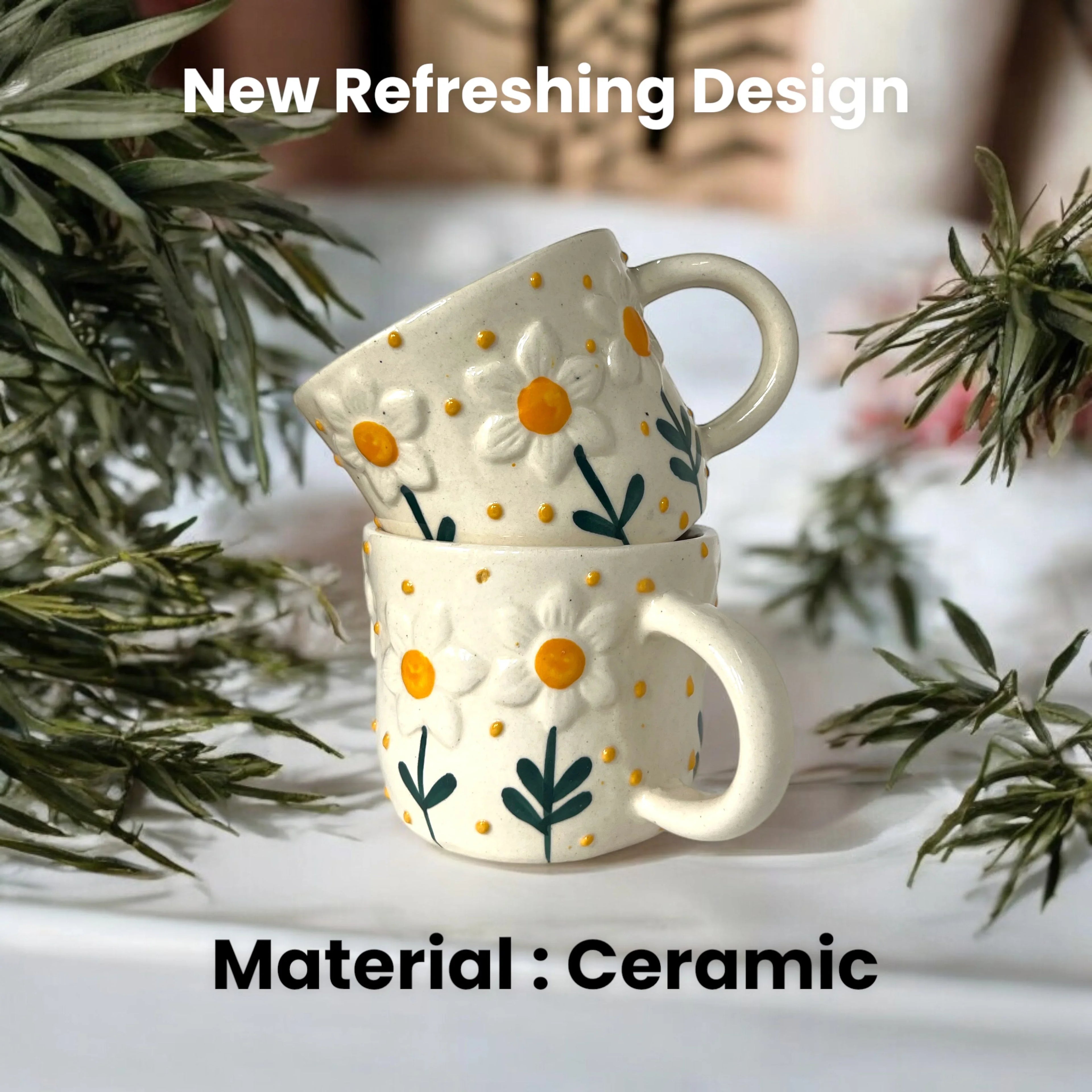 Two Big Sunflower Mugs - Clayful Homes