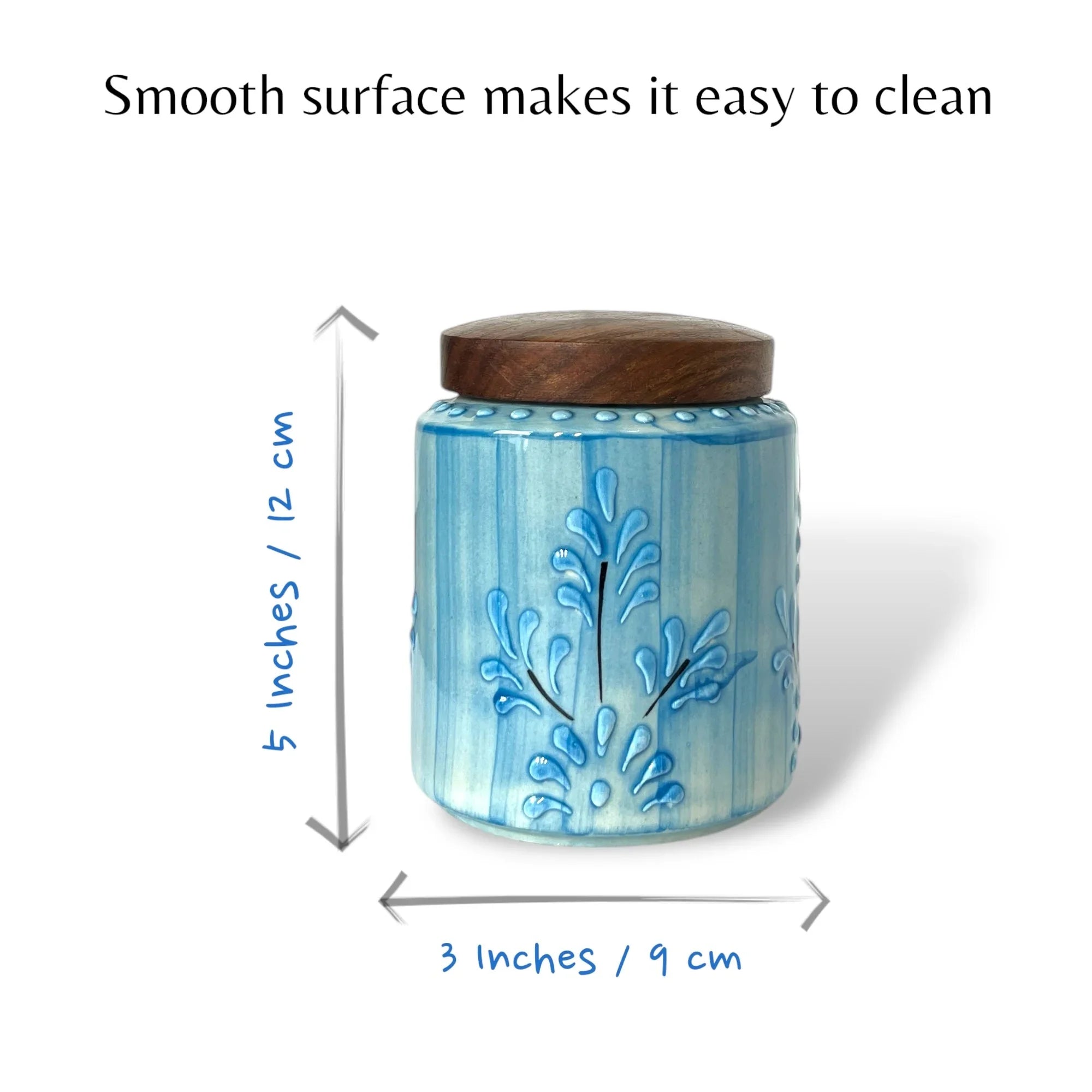 Embossed Blue Jar (Set of 1) - Clayful Homes