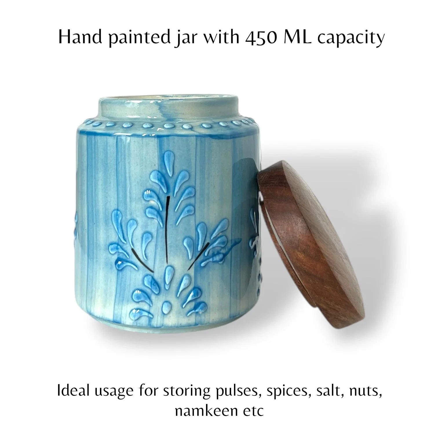 Embossed Blue Jar (Set of 1) - Clayful Homes