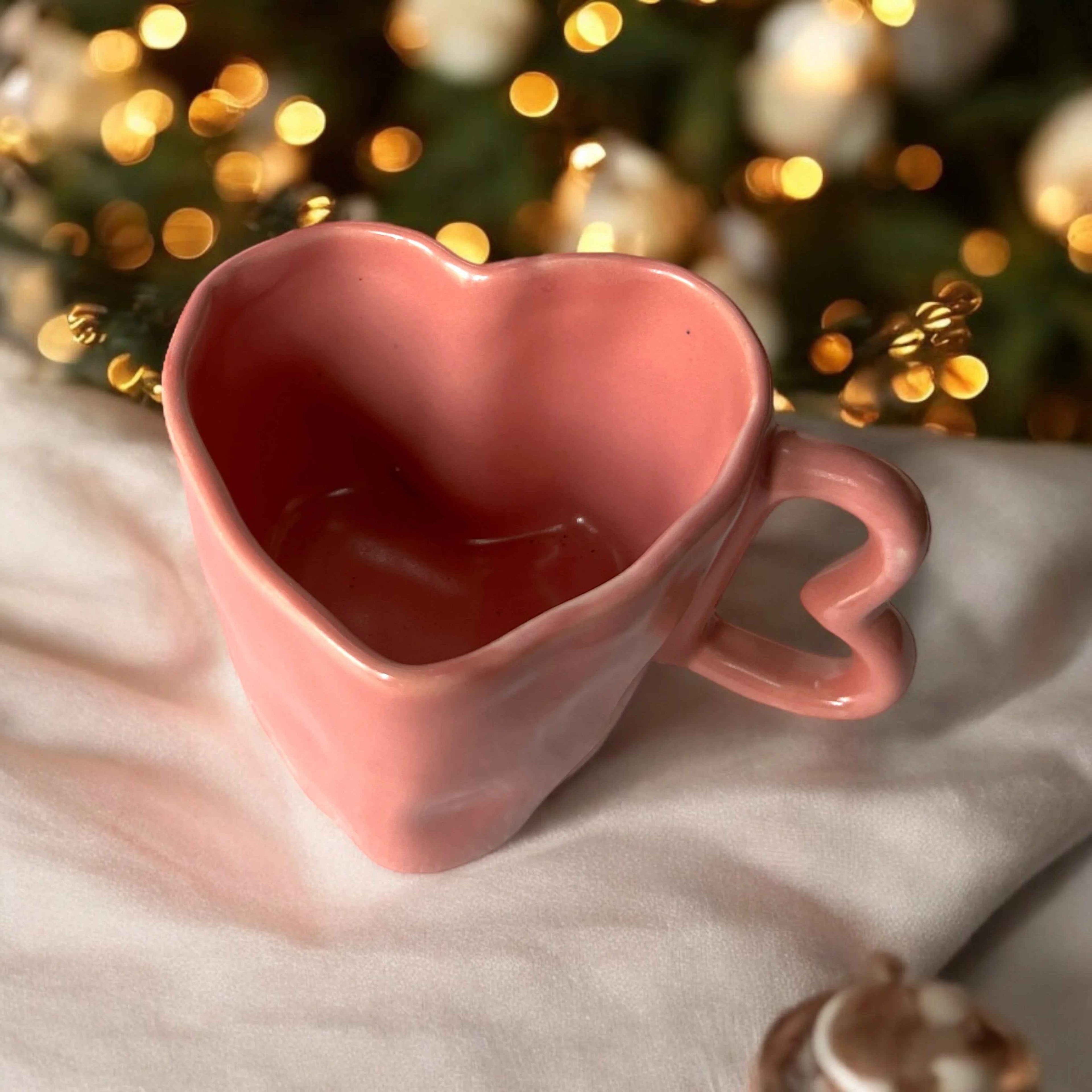 Blush Pink Hearts Coffee Mugs - Clayful Homes