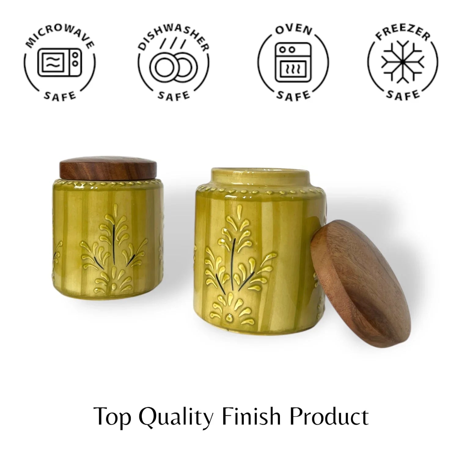 Embossed Mustard Jar (Set of 1) - Clayful Homes