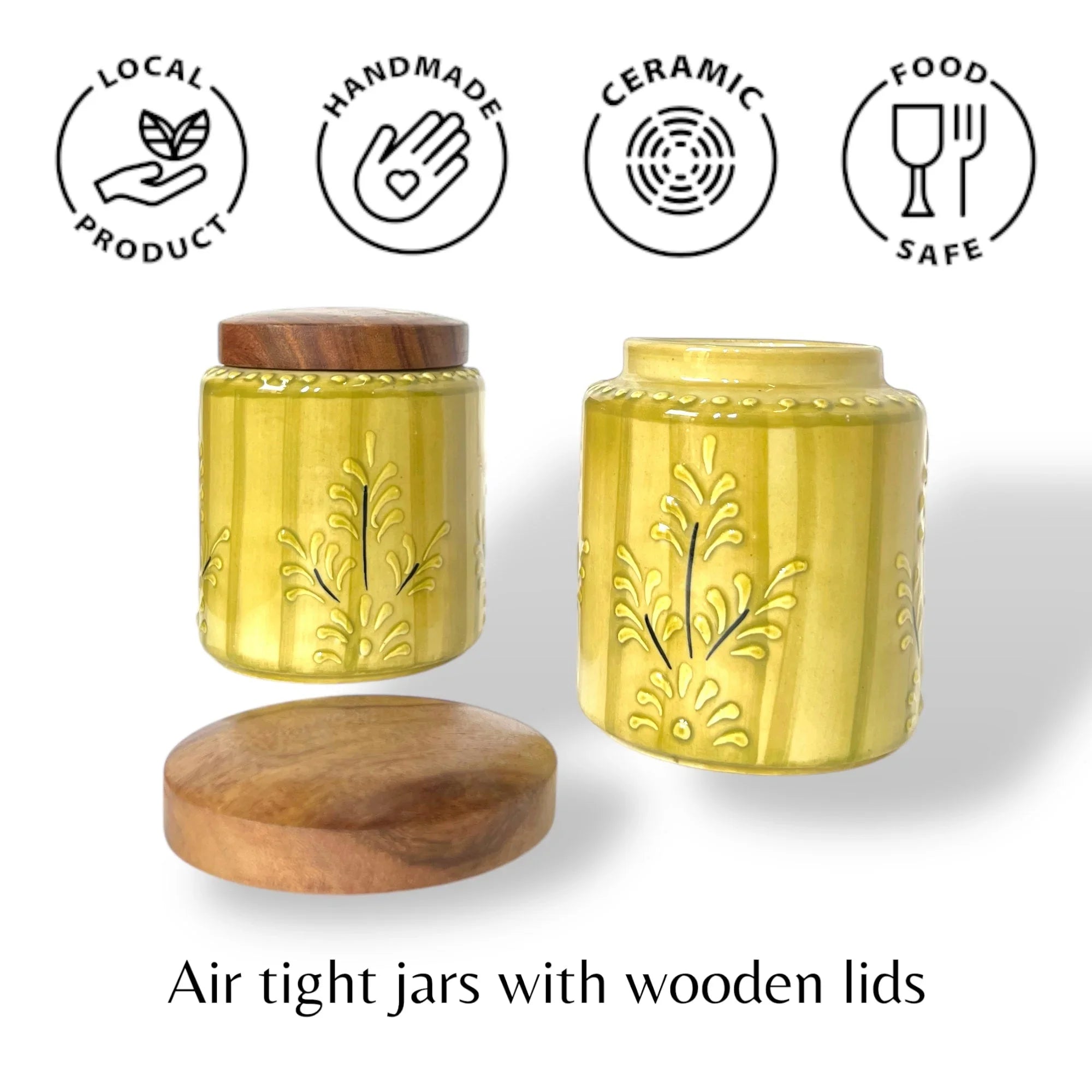 Embossed Mustard Jar (Set of 1) - Clayful Homes