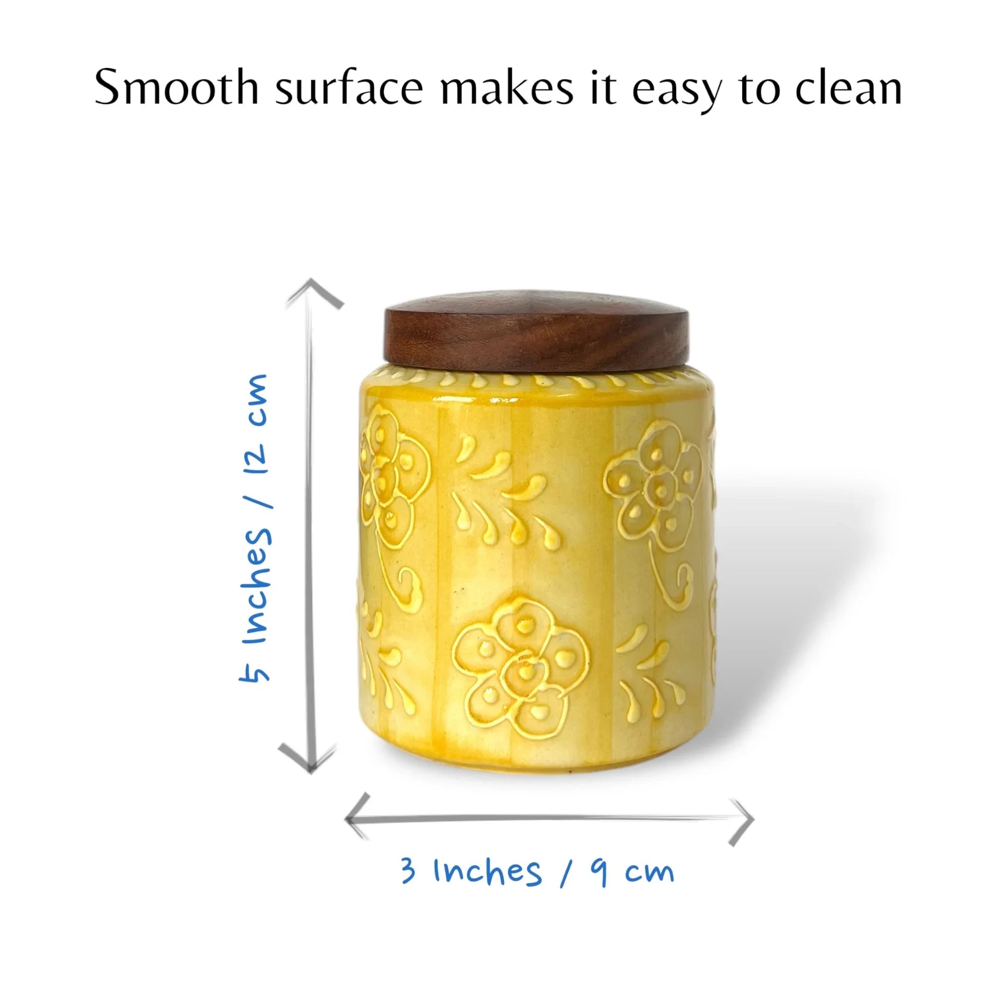 Embossed Yellow Jar (Set of 1) - Clayful Homes