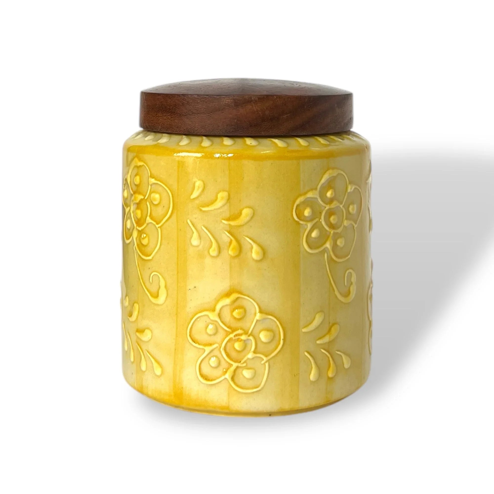 Embossed Yellow Jar (Set of 1) - Clayful Homes