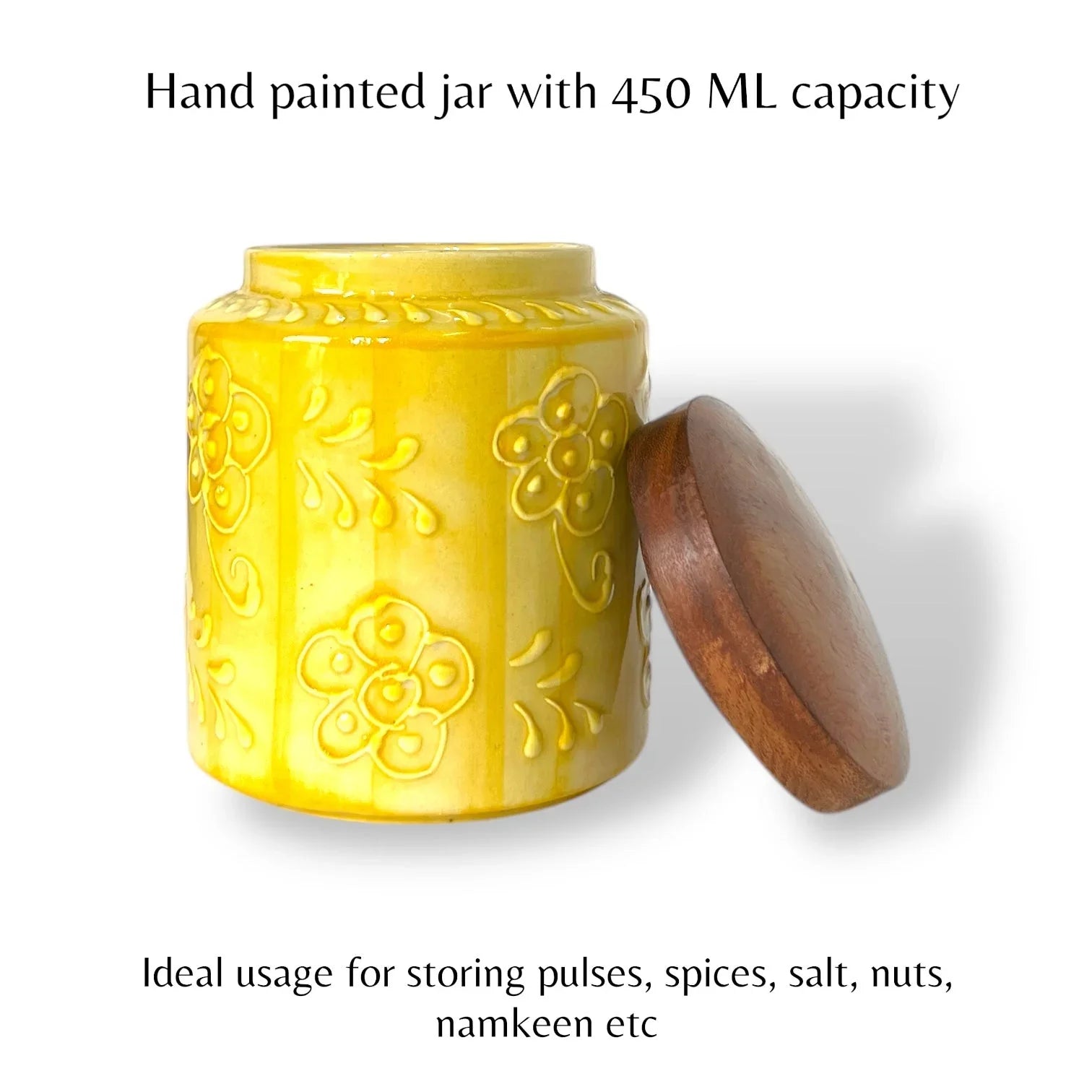 Embossed Yellow Jar (Set of 1) - Clayful Homes