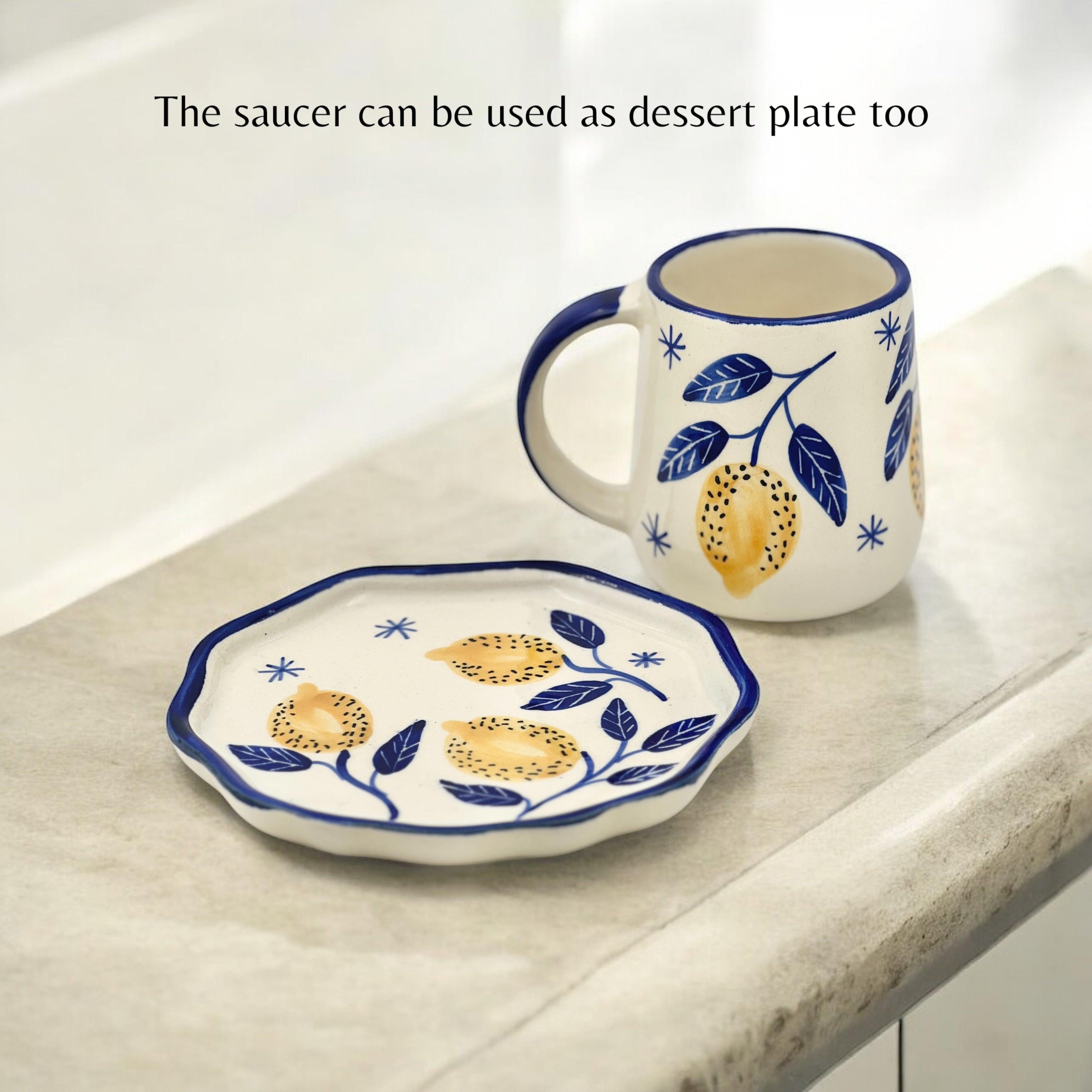 Lemon Mug & Saucer - Clayful Homes