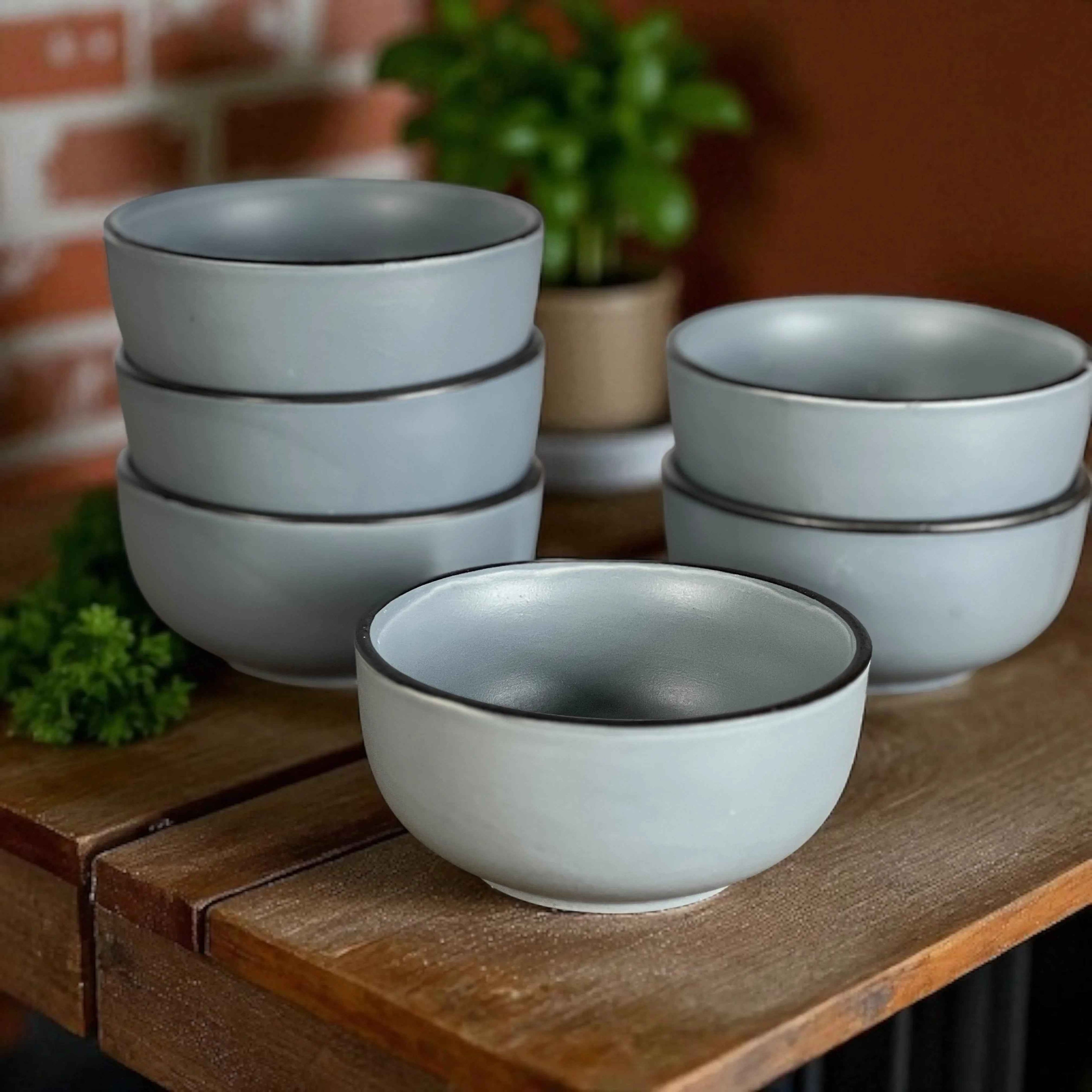 Great Grey Bowls Set of 6 - Clayful Homes
