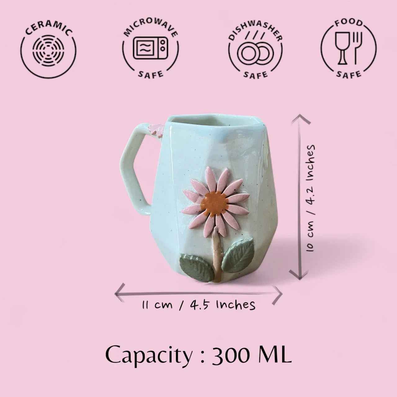 Diamond Cut Flower Mug - Clayful Homes