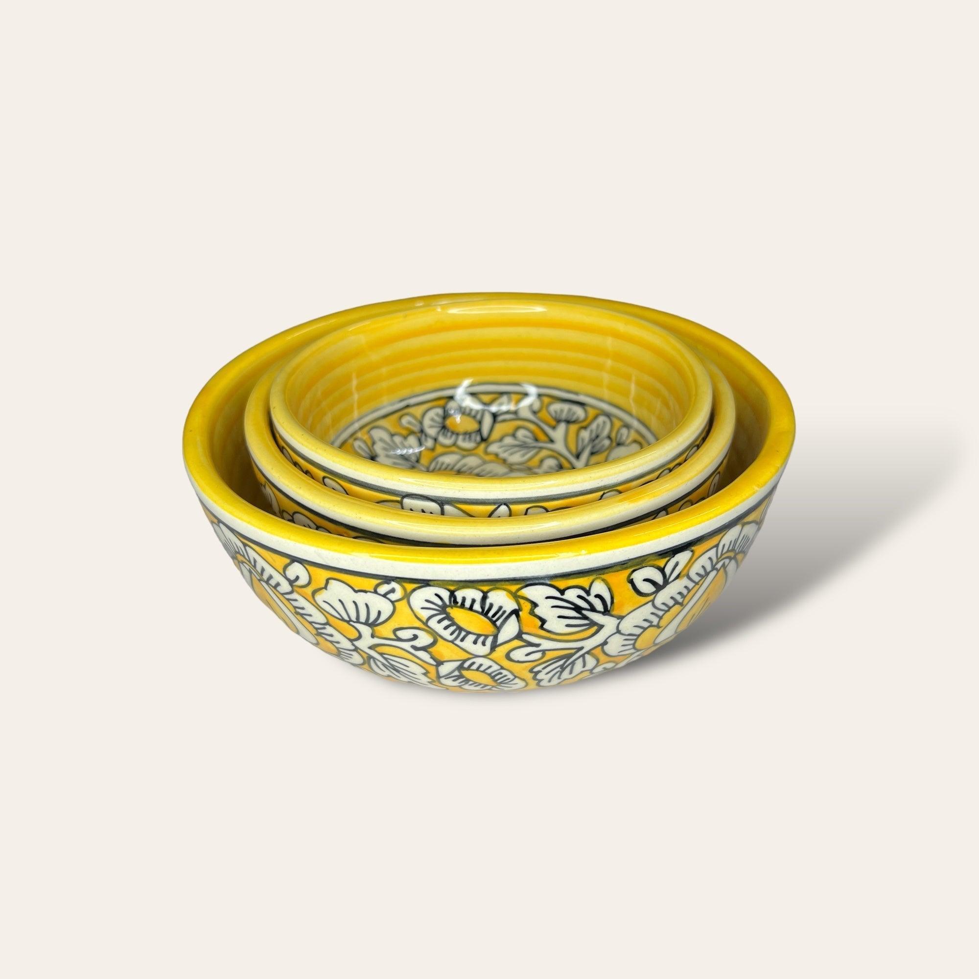 Yellow Mughal Serving Bowls - Clayful Homes
