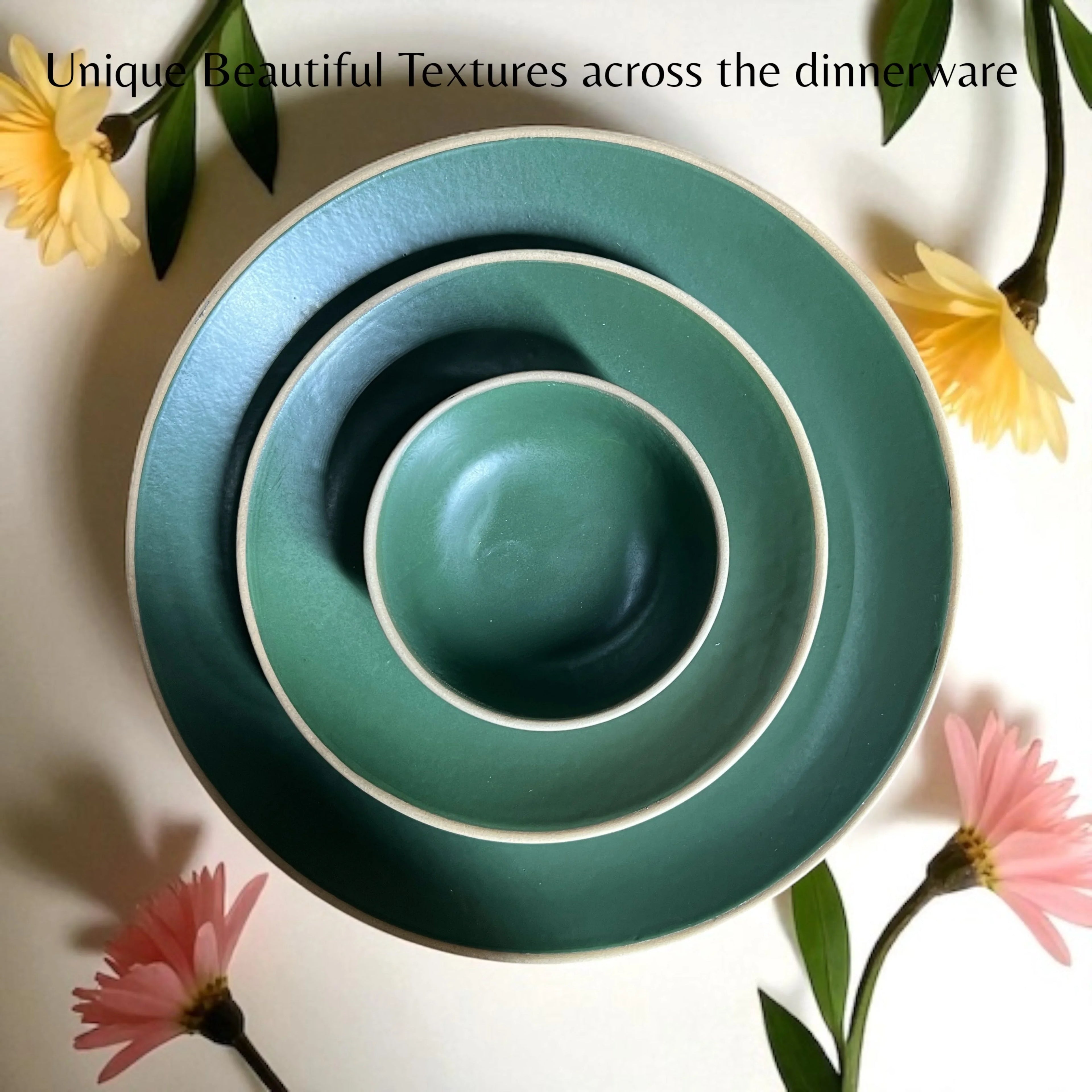 Earthy Green Dinner set (18pcs) - Clayful Homes