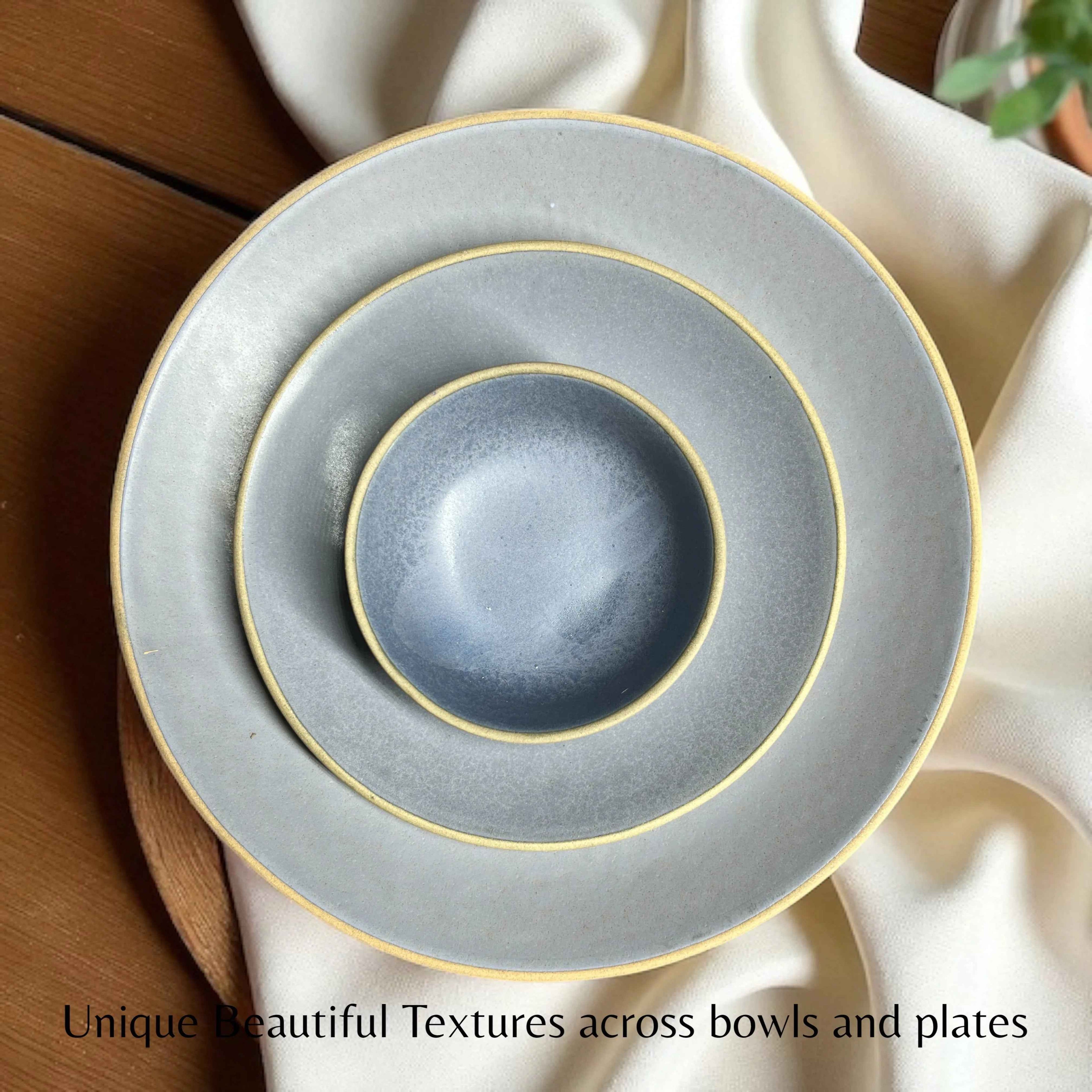 Earthy Blue Dinner set (18pcs) - Clayful Homes