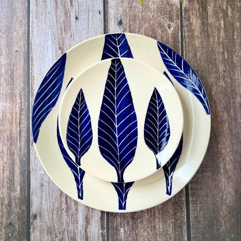 Blue Leaf Dinner set (3 Pcs) - Clayful Homes