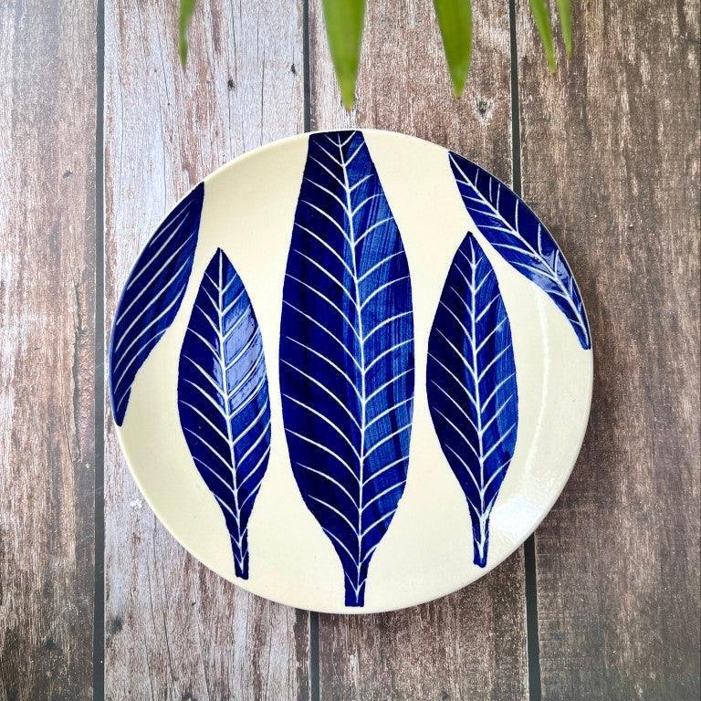Blue Leaf Dinner set (3 Pcs) - Clayful Homes