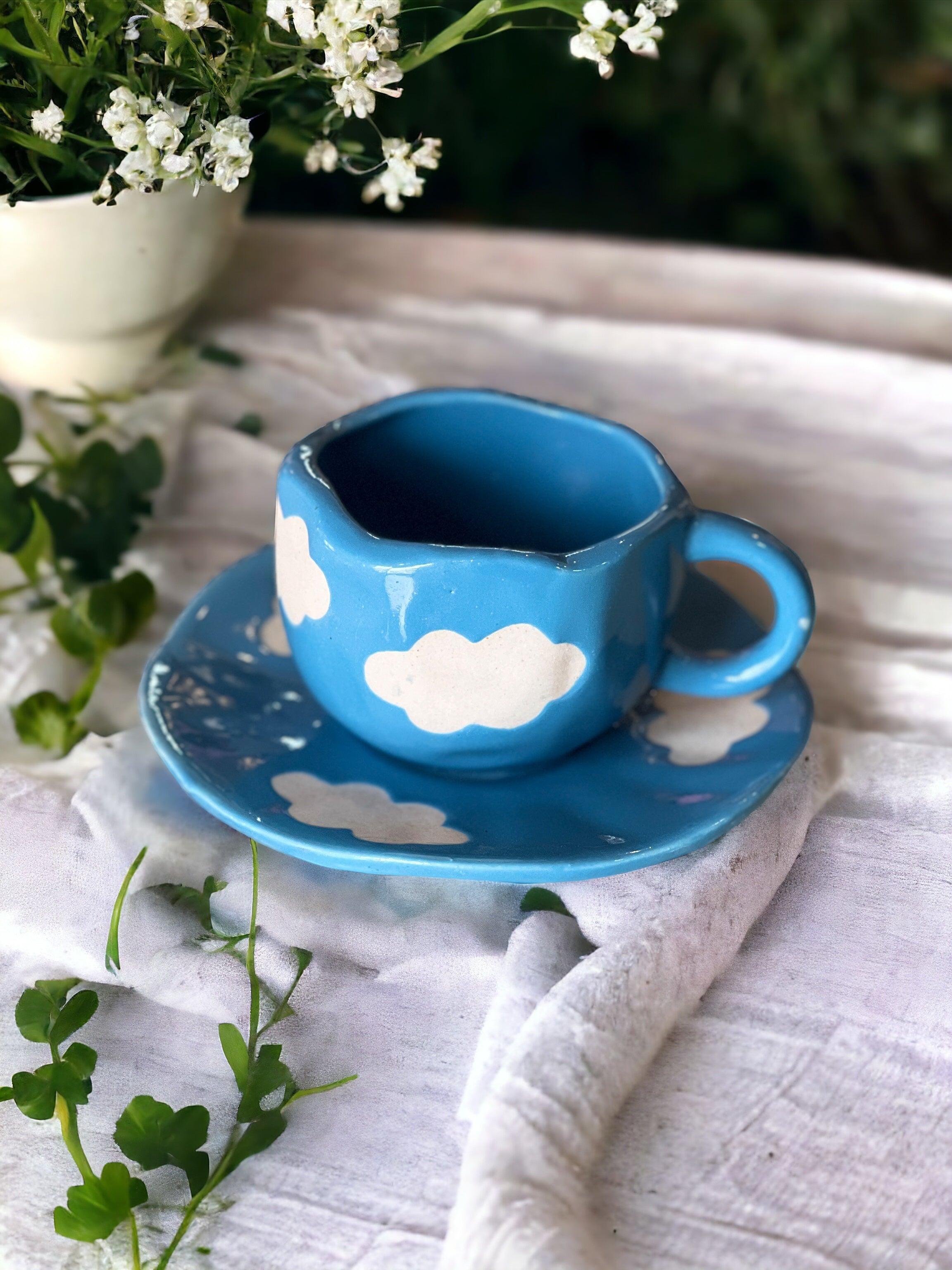 Blue Cloud Mug with Desert Plate - Clayful Homes