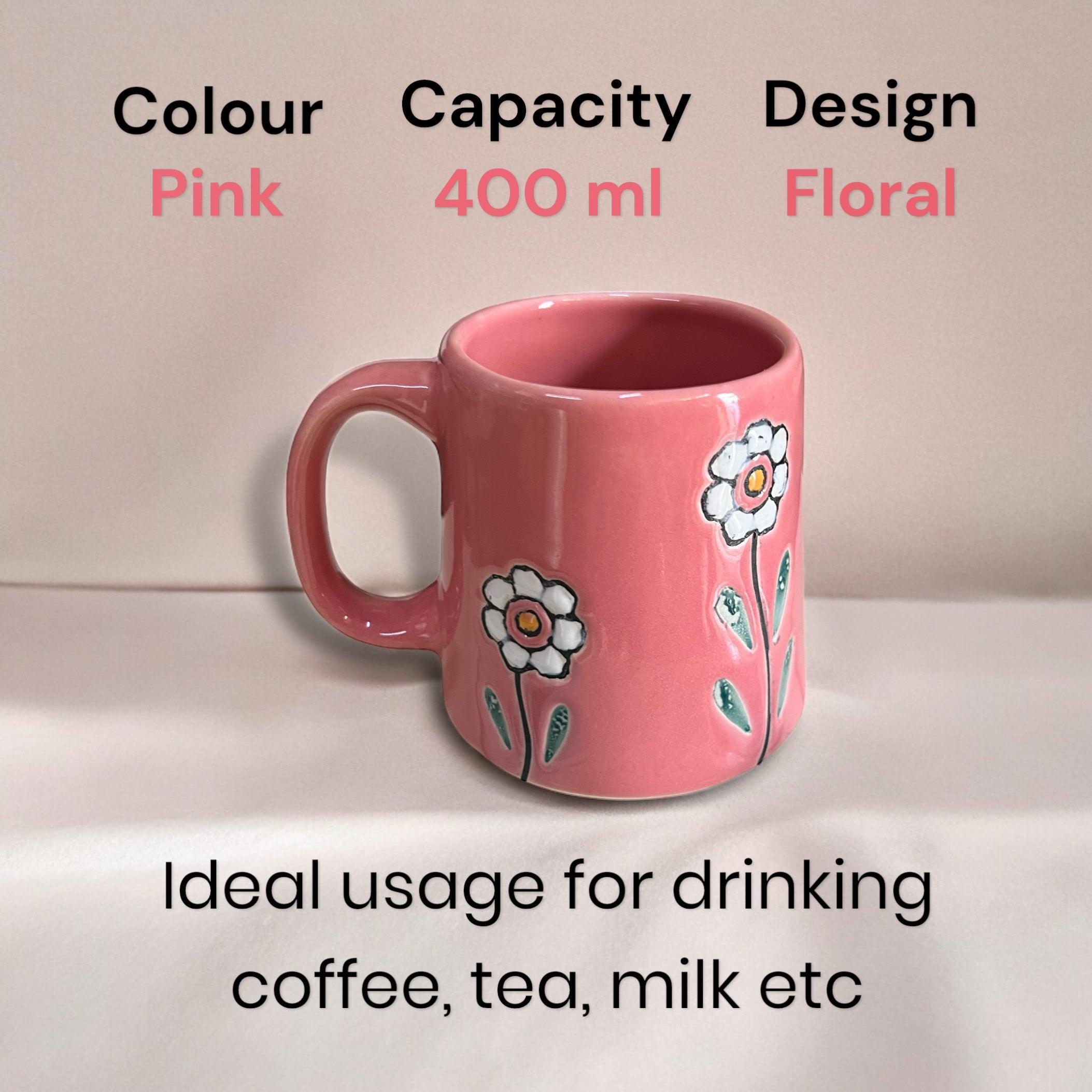 Floral Pink Mug - Clayful Homes