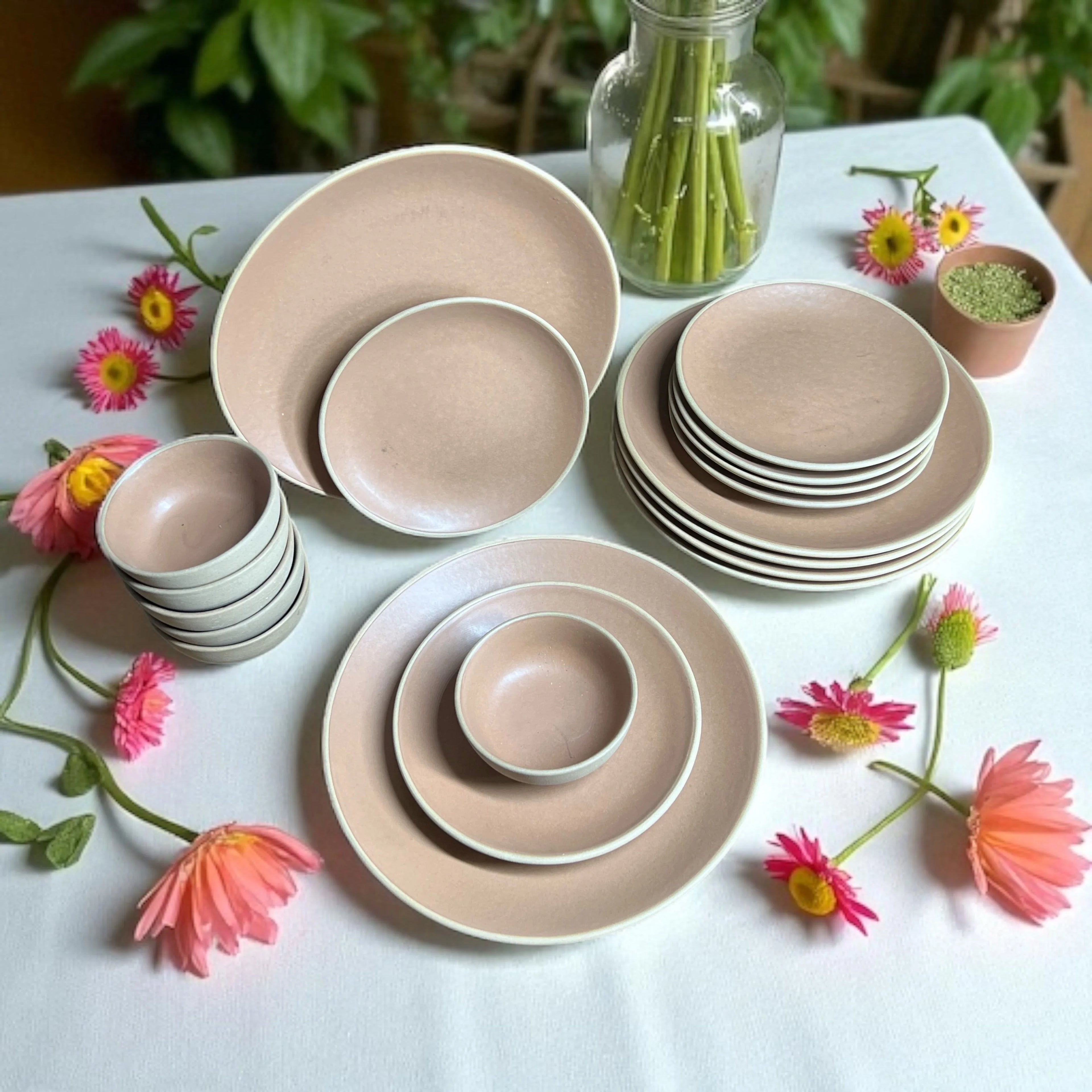 Earthy Brown Dinner set (18pcs) - Clayful Homes