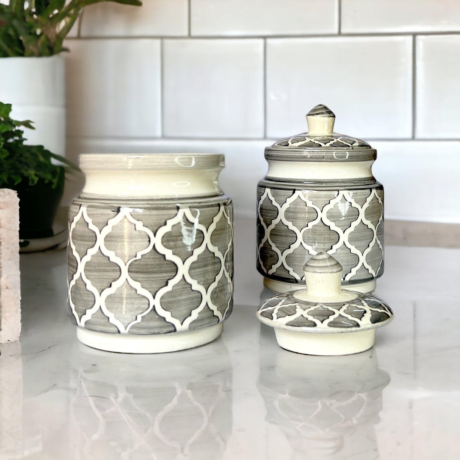 Two Morrocon Grey Jars - Clayful Homes