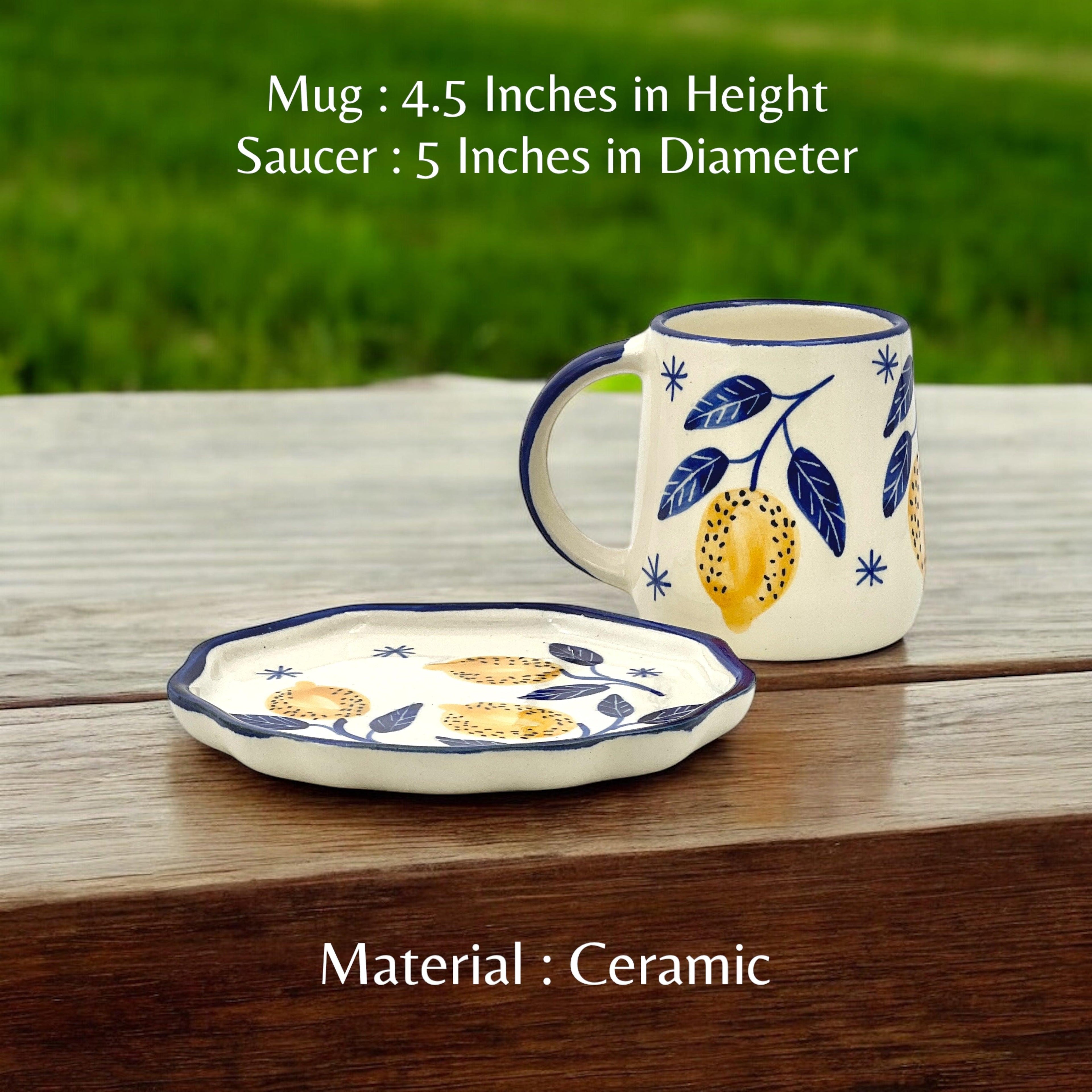 Lemon Mug & Saucer - Clayful Homes
