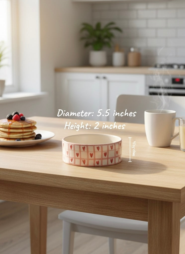 Sweet Heart Grid Flat Bowl