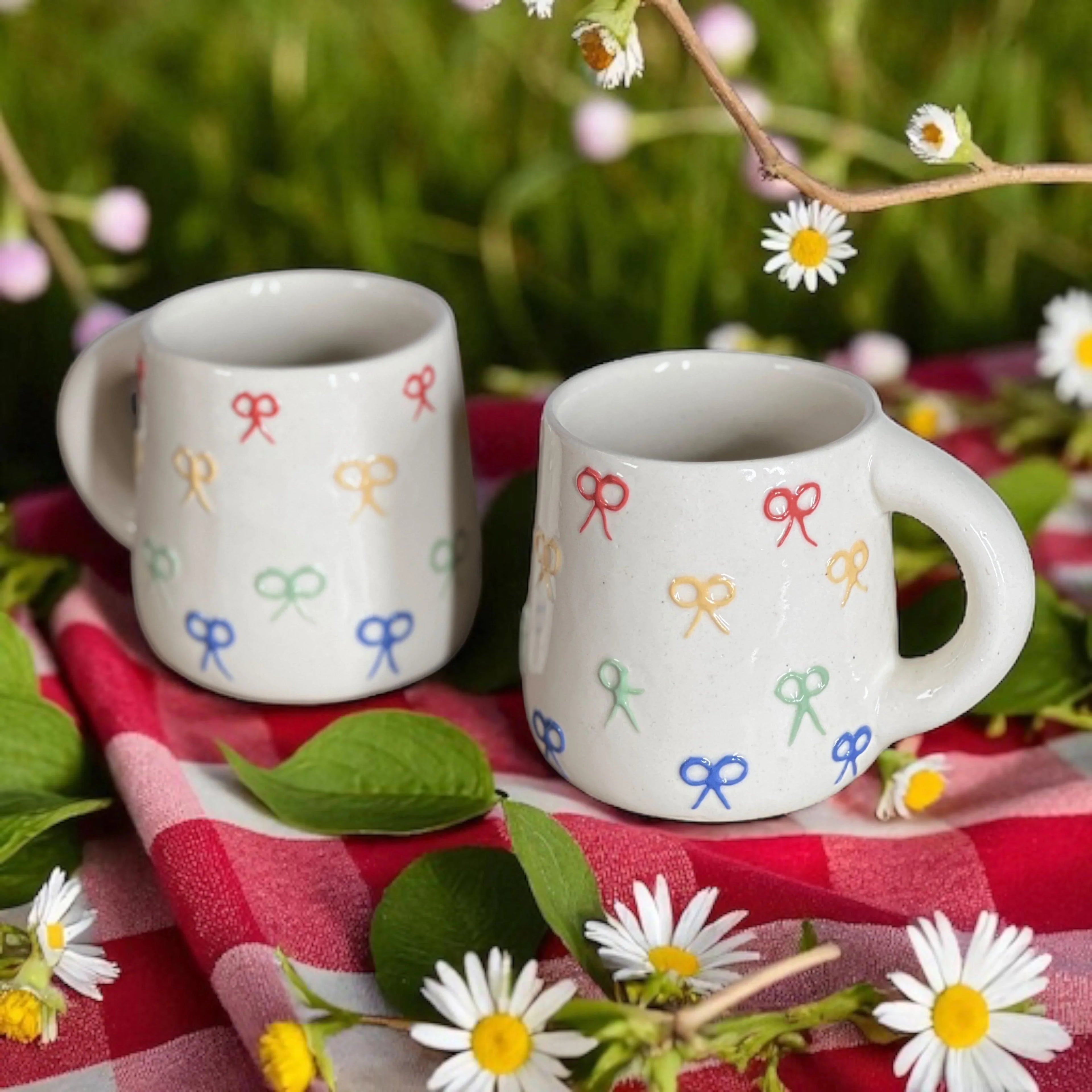 Two Rainbow Ribbon Mugs - Clayful Homes