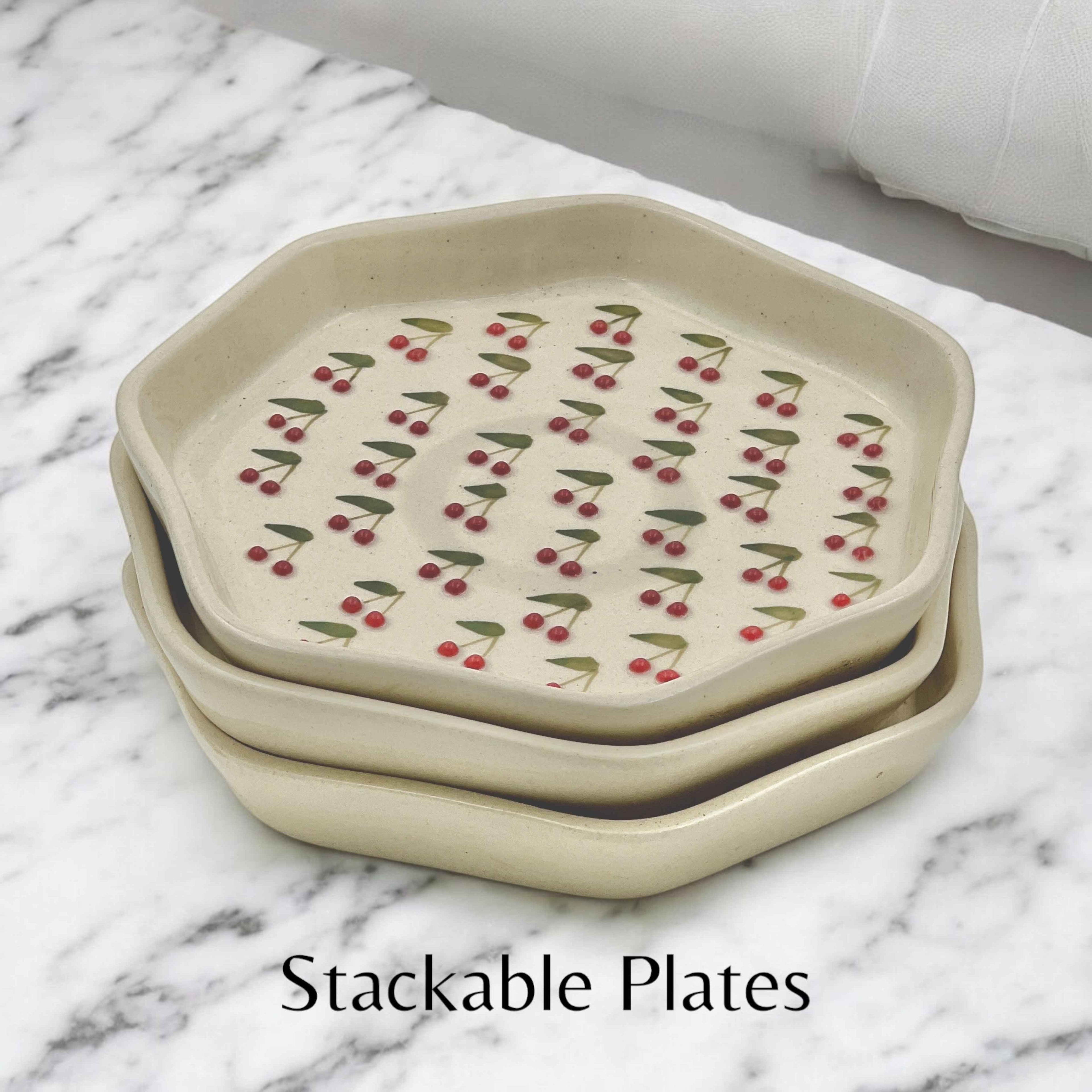 Four Cherry Snack/Dessert Plates
