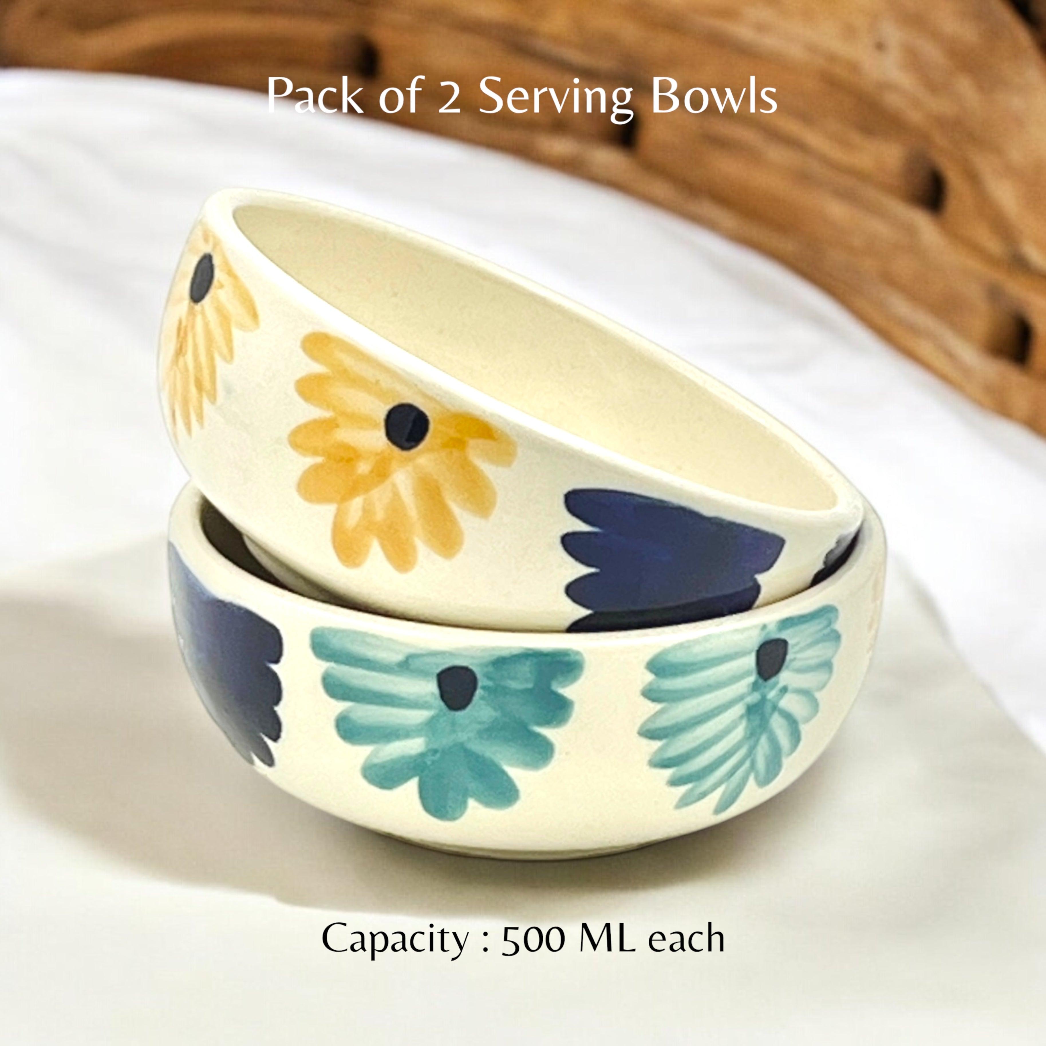 Two-Yellow-Blue-Flower-Soup-Bowls -Clayfulhomes