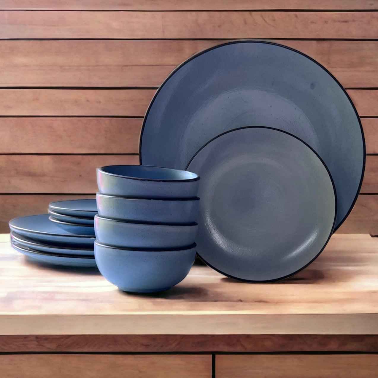 Grey Dinnerware Set (12 Pcs) - Clayful Homes