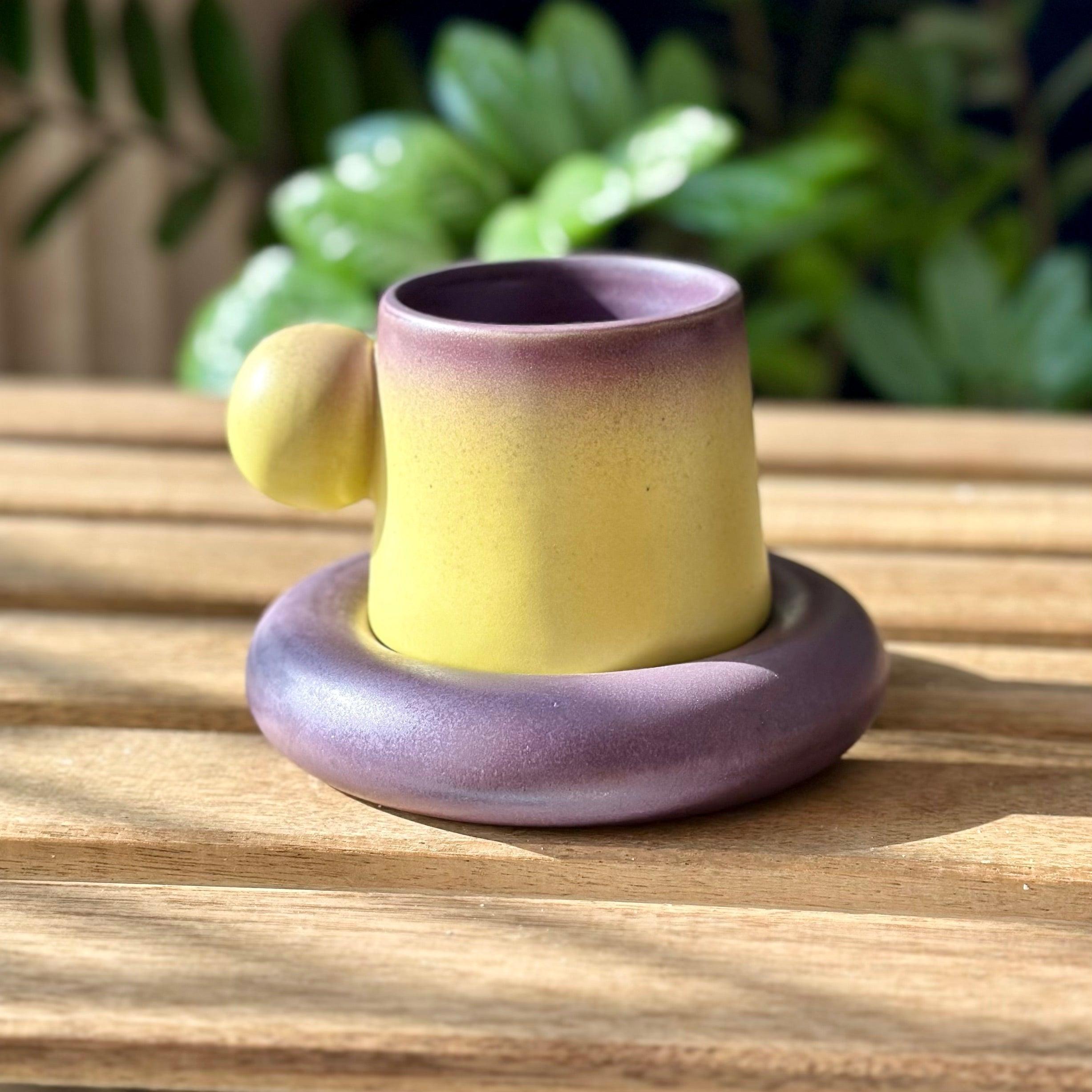 Knob Mug with Saucer - Clayful Homes