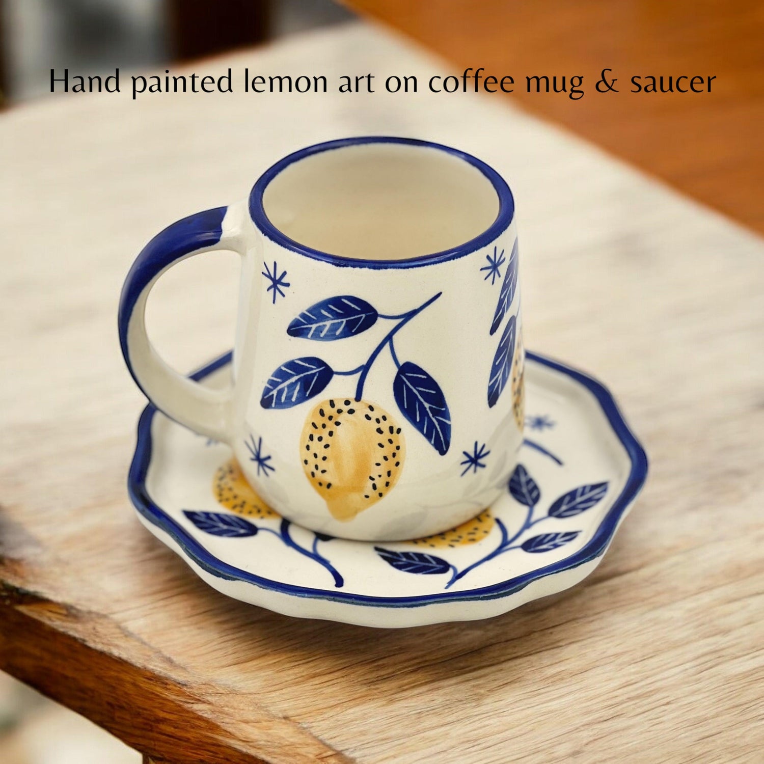 Lemon Mug & Saucer - Clayful Homes