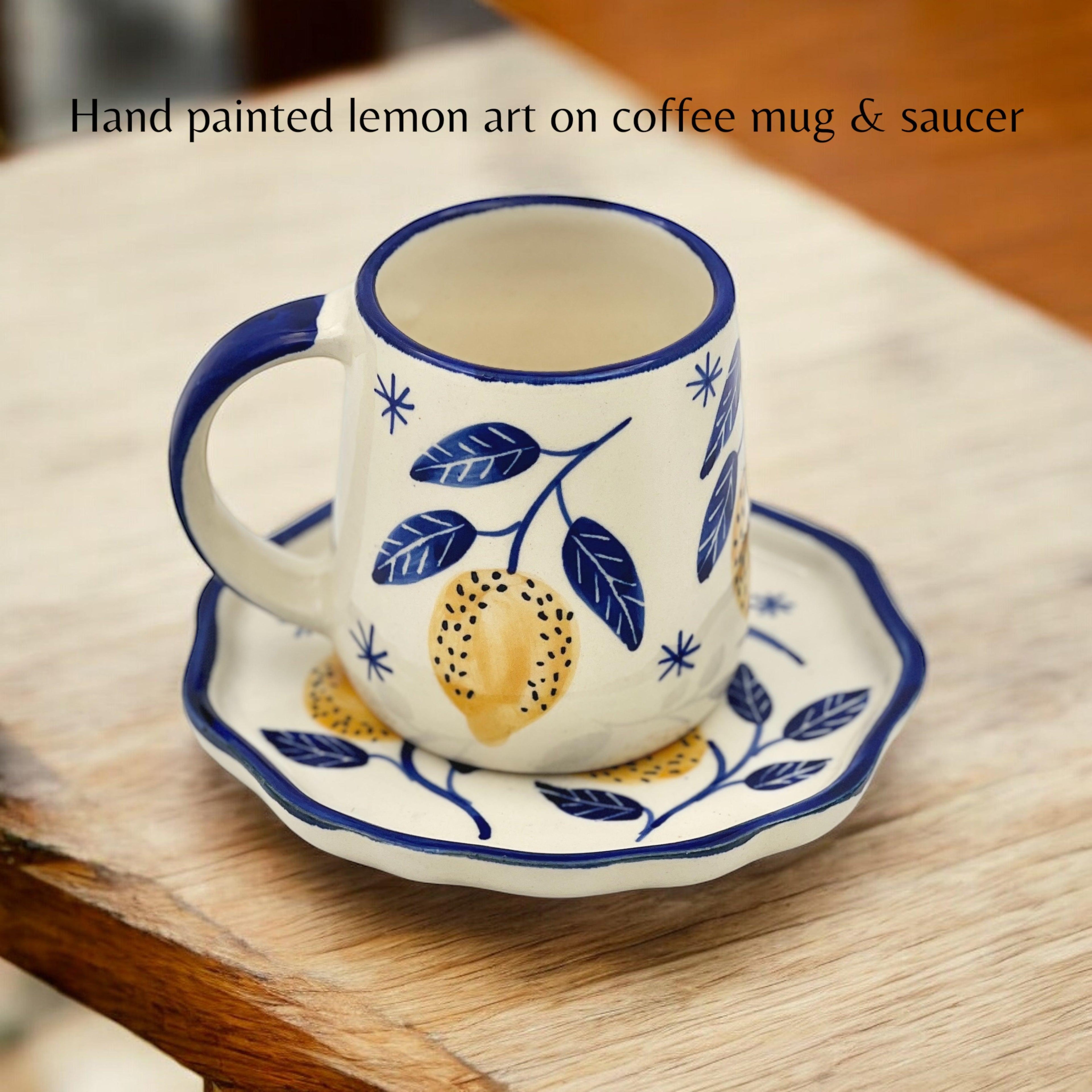 Lemon Mug & Saucer - Clayful Homes