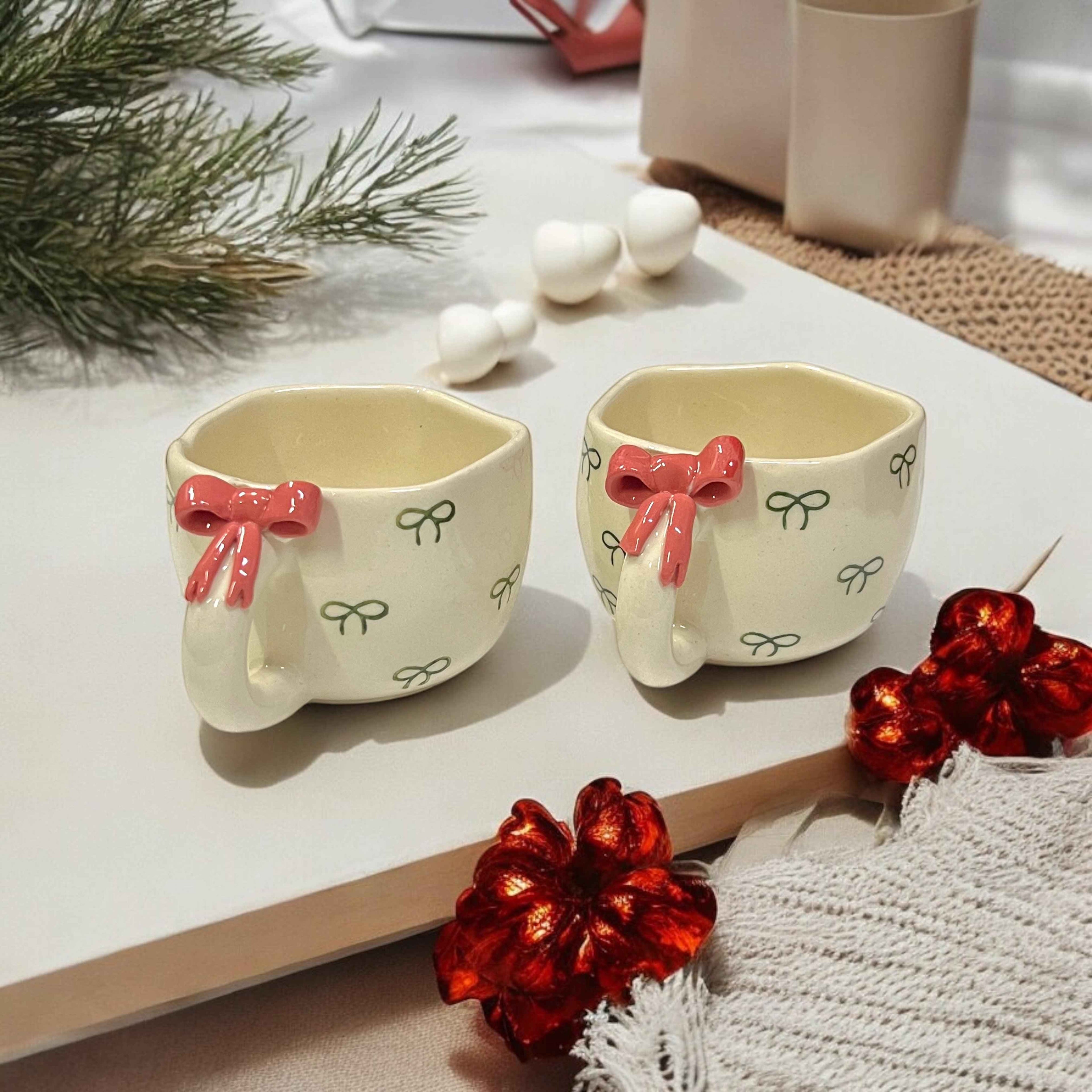 Bow Down Ceramic Coffee Mugs - Clayful Homes