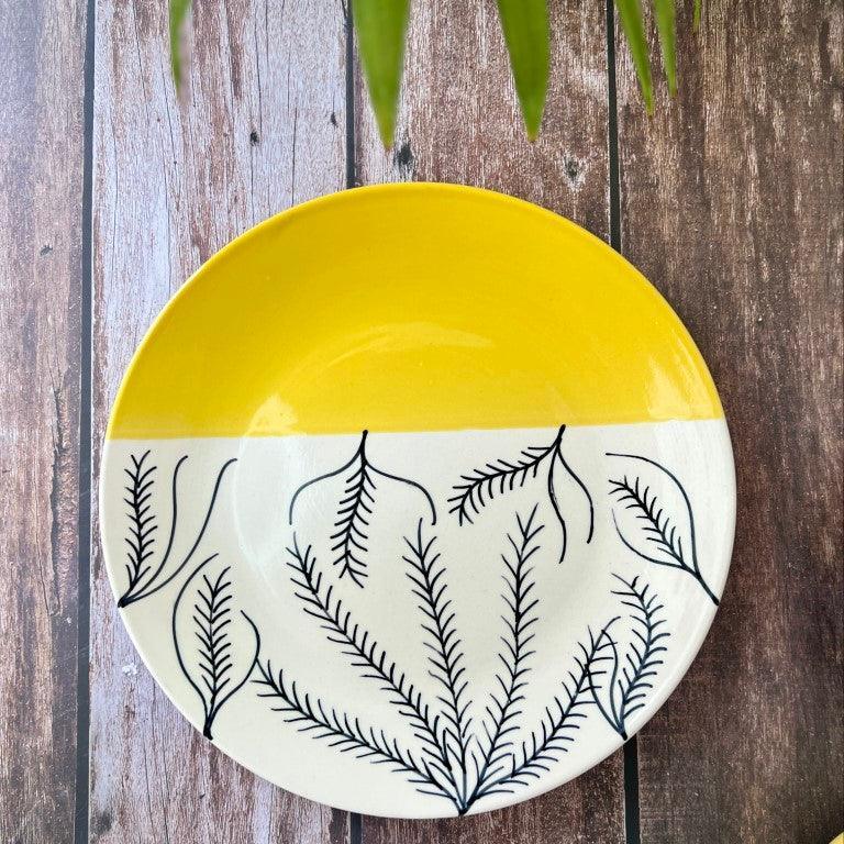 Hand Painted Yellow Dinner set (3 Pcs) - Clayful Homes