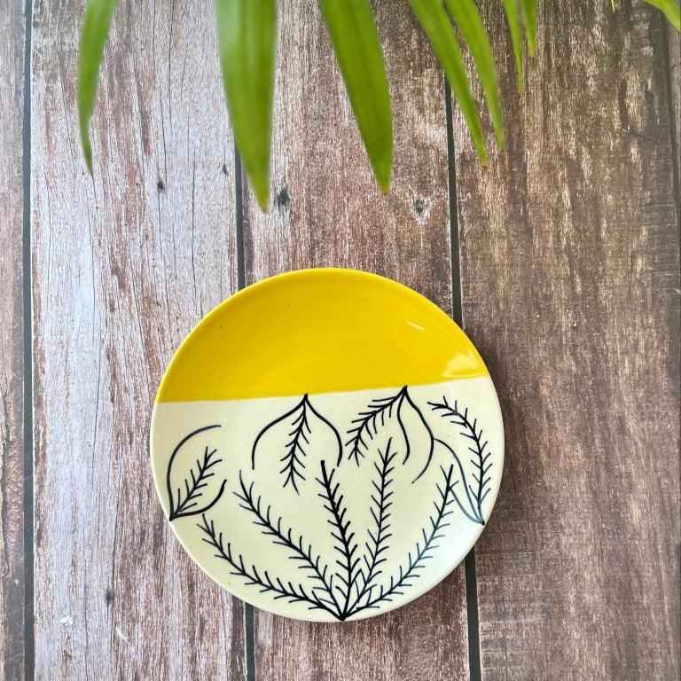 Hand Painted Yellow Dinner set (3 Pcs) - Clayful Homes
