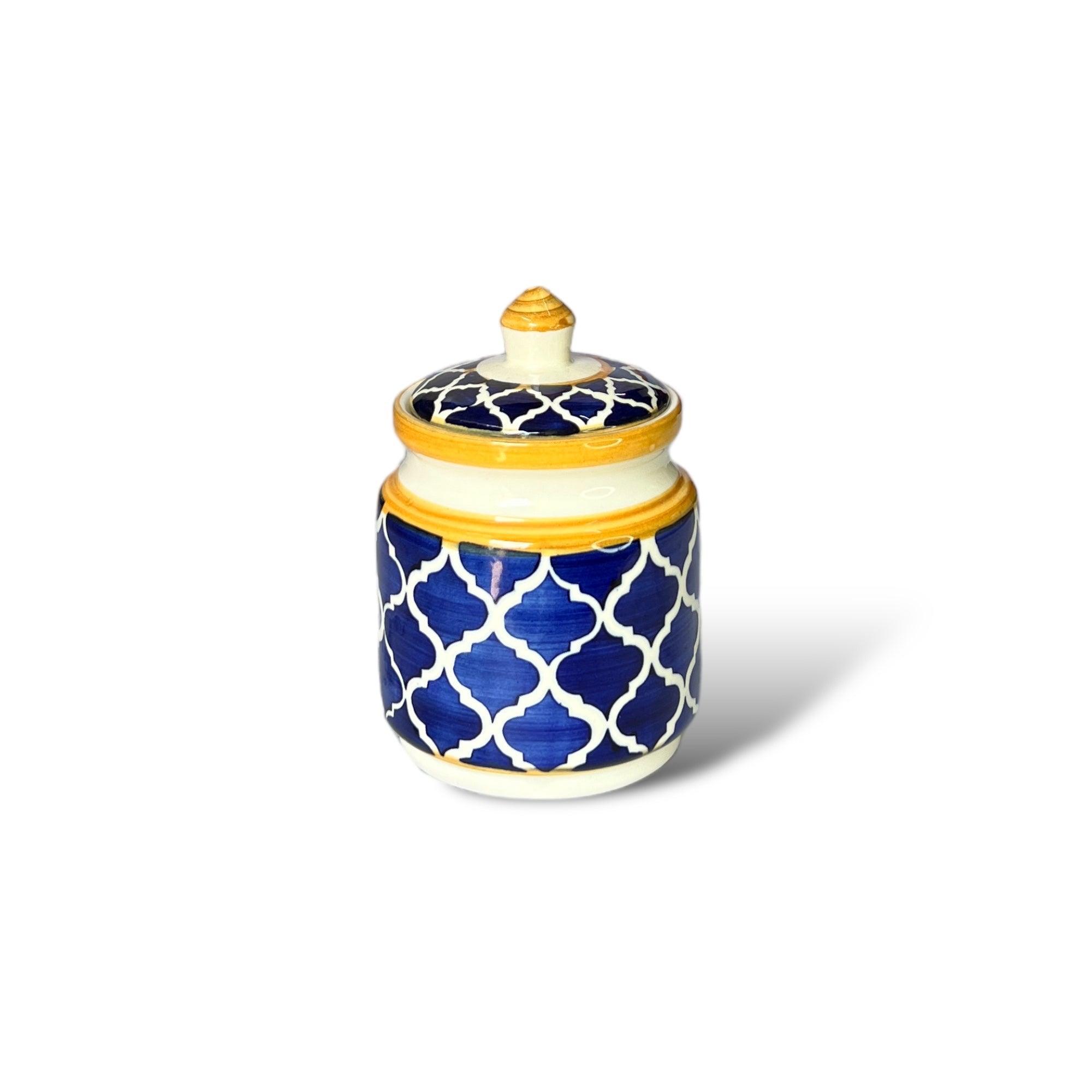 Two Morrocon Yellow Blue Jars - Clayful Homes