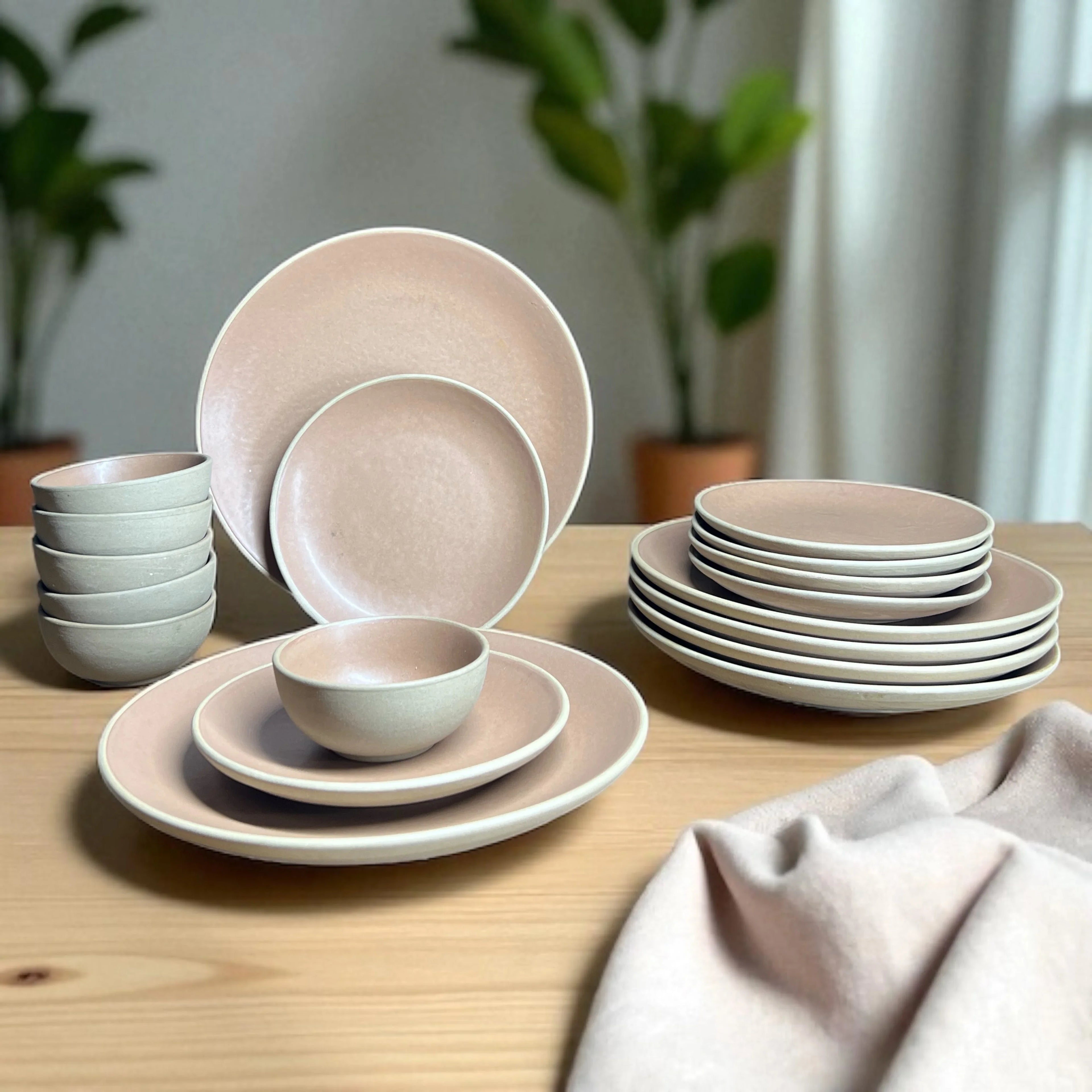 Earthy Brown Dinner set (18pcs) - Clayful Homes