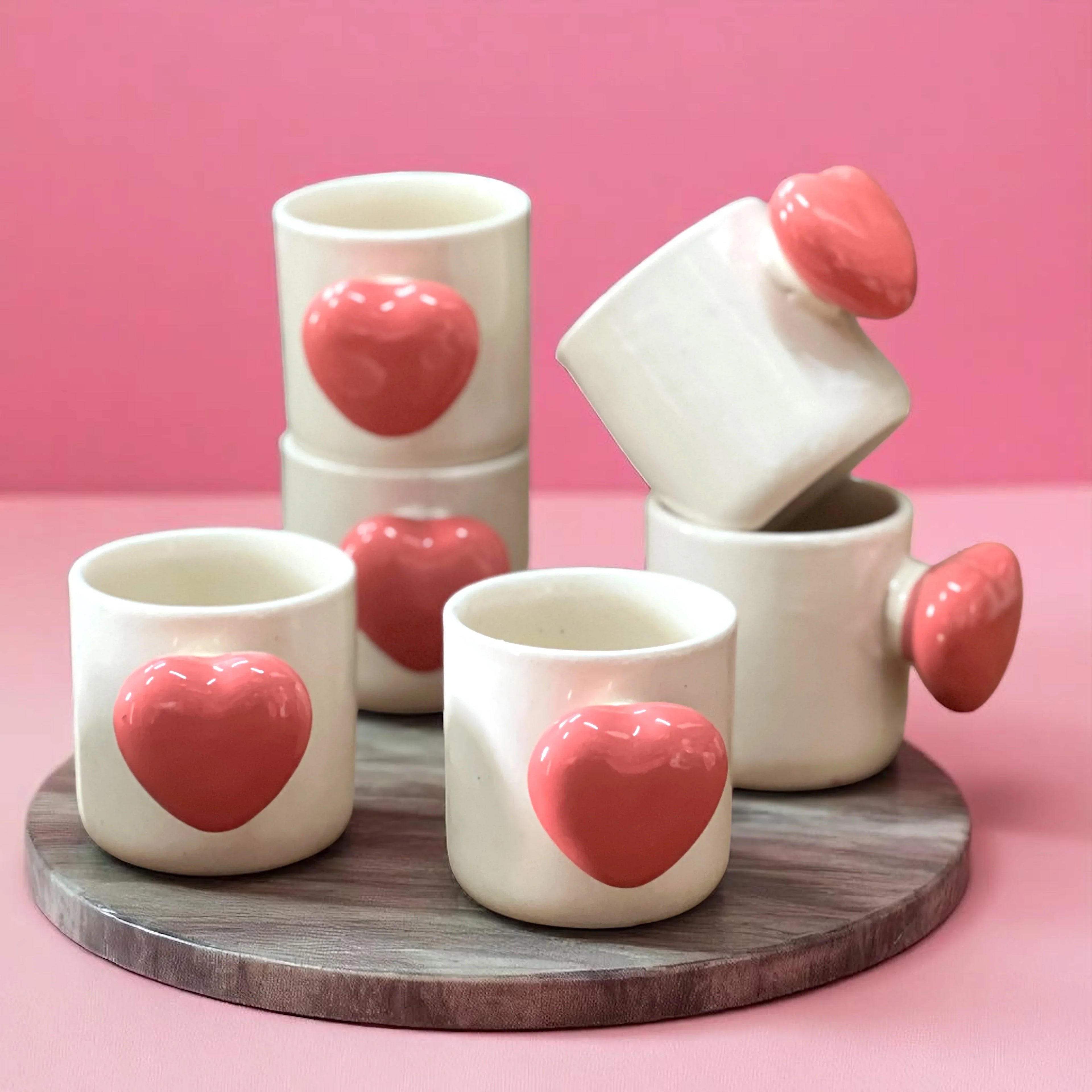 My Pink Heart In You Set of 6 Mugs - Clayful Homes