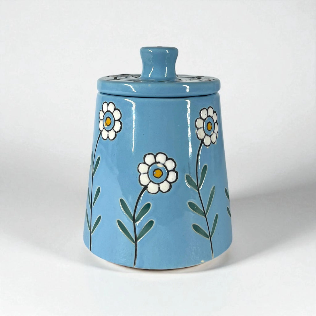 Floral Blue Jar - Clayful Homes